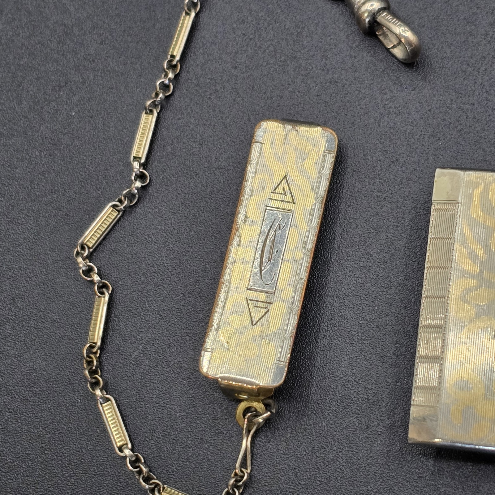 Peaky Blinders Watch Chain for Belt 8" & Belt Buckle White GF Art Deco SO Bigney