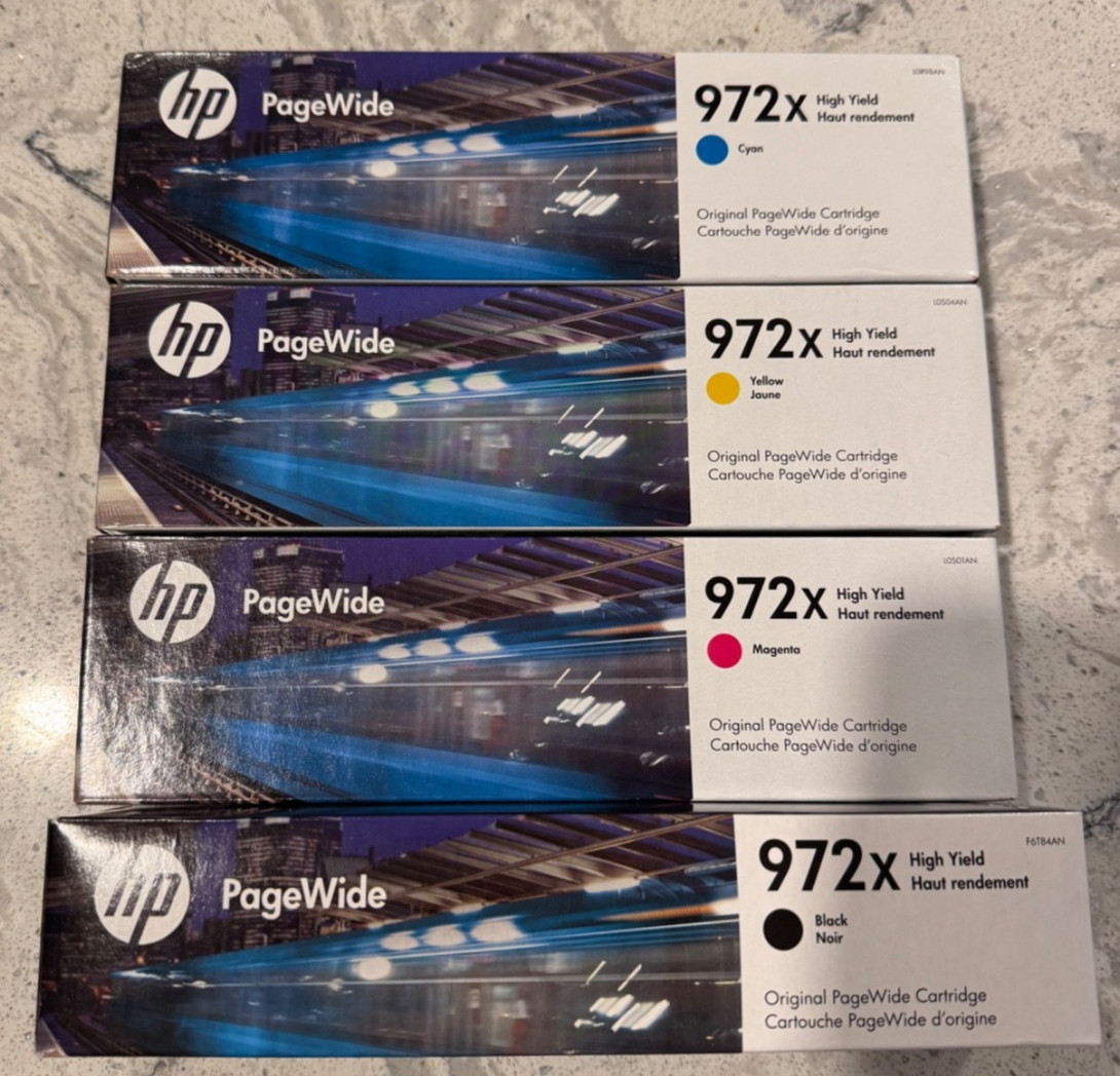 LOT OF 4: HP 972X High Yield Cartridge Full Set- BRAND NEW