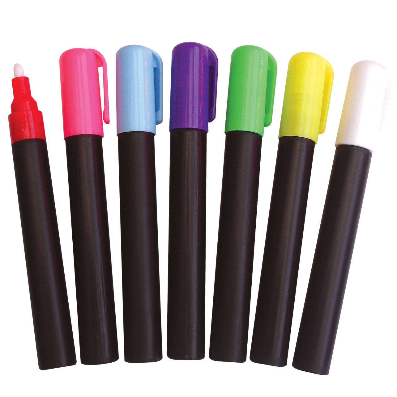 7 Liquid Chalk Markers Set Neon Fluorescent - 4MM 1/8" Tip (Small)