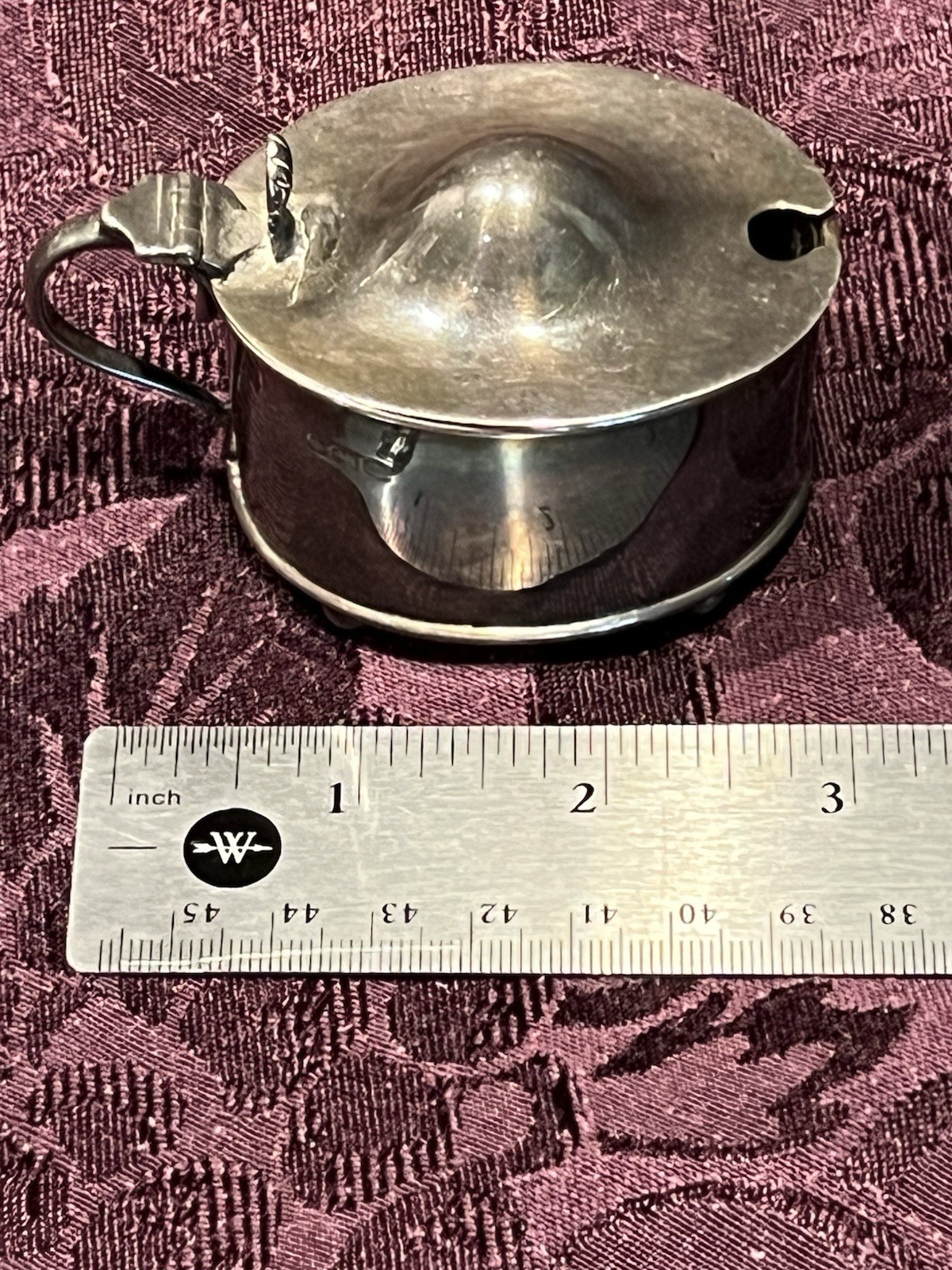 Antique Sheffield England Sterling Silver Mustard Pot With Glass Liner