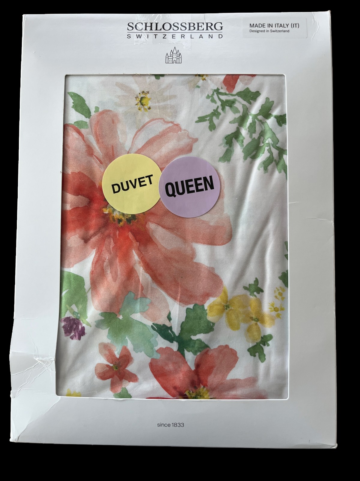 Schlossberg Switzerland~Flora Blanc~Satin Noblesse~Queen Cover~Floral~OEKO~ITALY