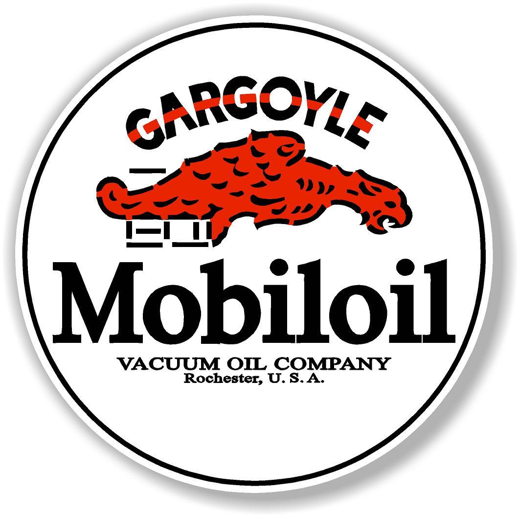 10" round MOBIL MOBILOIL GARGOYLE DECAL OIL CAN GAS PUMP GASOLINE