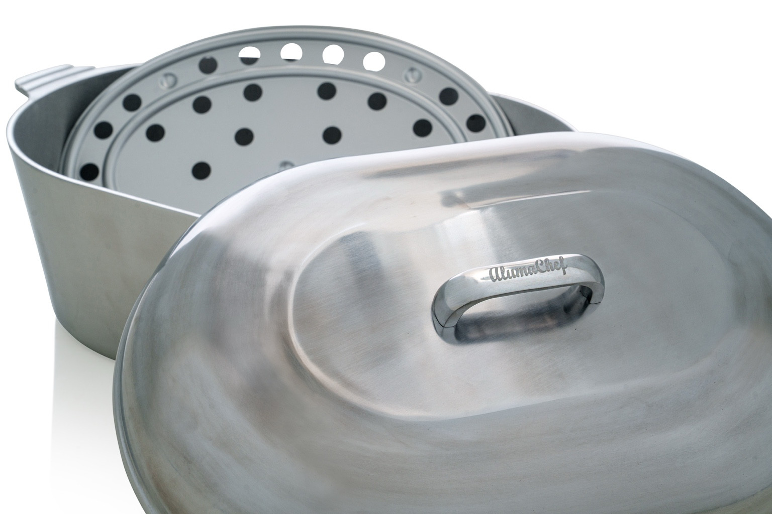 AlumaChef 12.6QT 18" Cast Aluminum Heavy Duty Oval Roaster-new Magnalite version