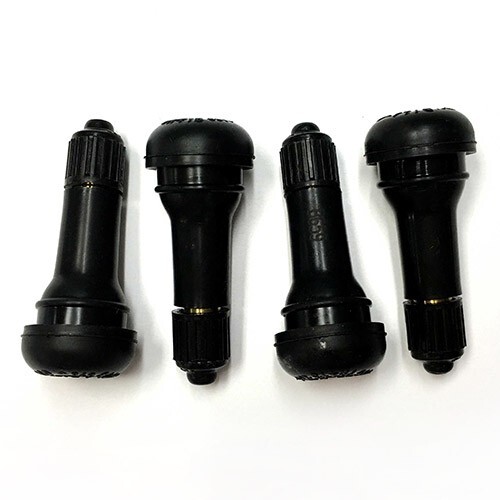1 set of 4 pcs TR413 SNAP-IN TIRE VALVE STEMS WITH CAPS BLACK RUBBER