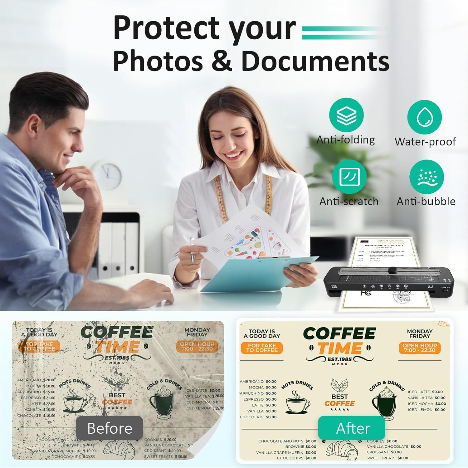 13 Inch Laminator Machine 50 Sheets Built-in Paper Cutter & Corner Rounder