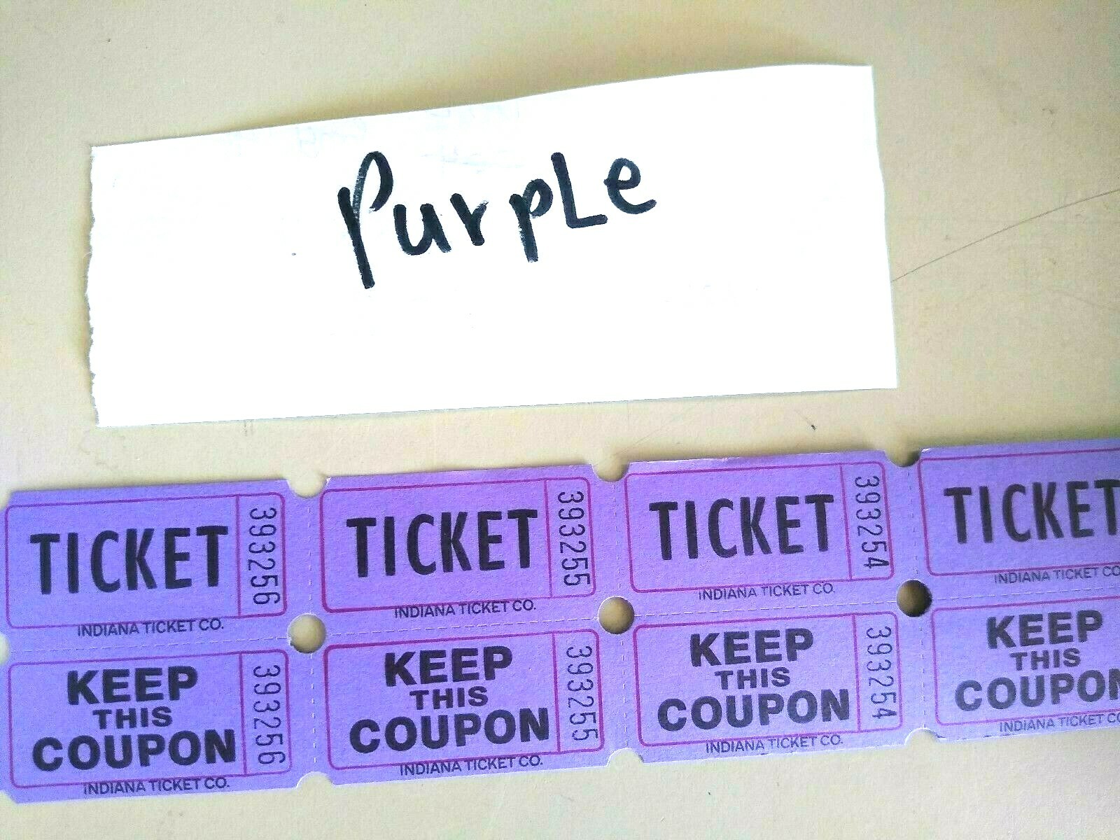 Raffle Tickets 100 Flat Double Stub 50/50 Keep This Coupon Carnival Festival