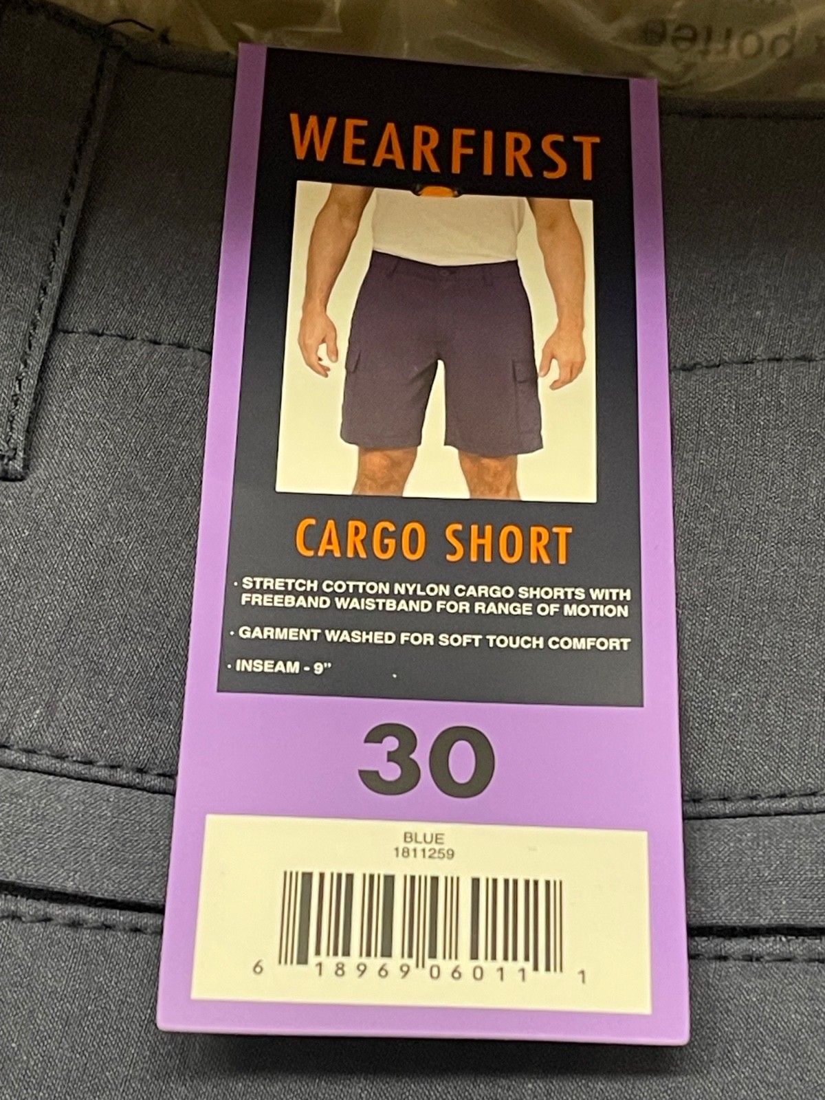 WearFirst Men’s BLUE Classic Fit Stretch Waist Cargo Shorts NWT Choose Your Size