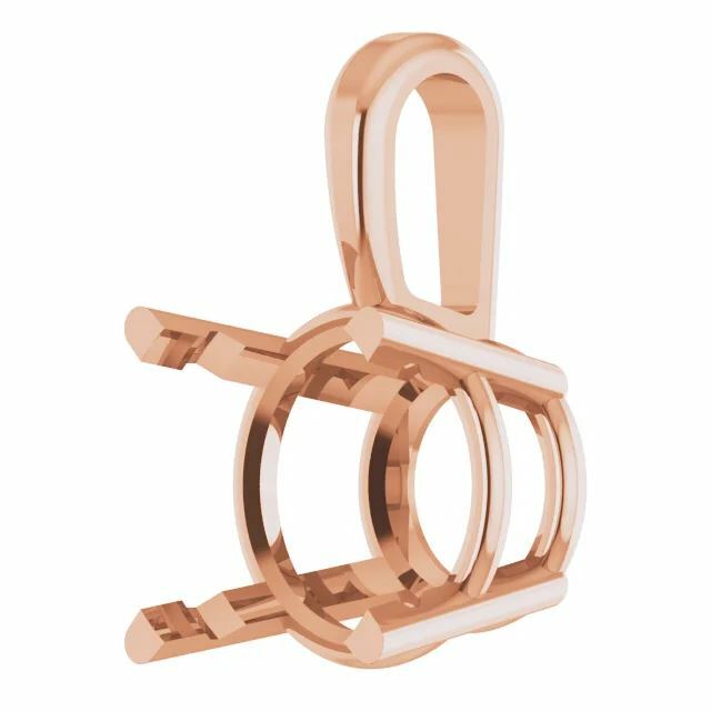 14K Gold Round Pre-Notched Pendant Basket Setting 3mm-10.5mm
