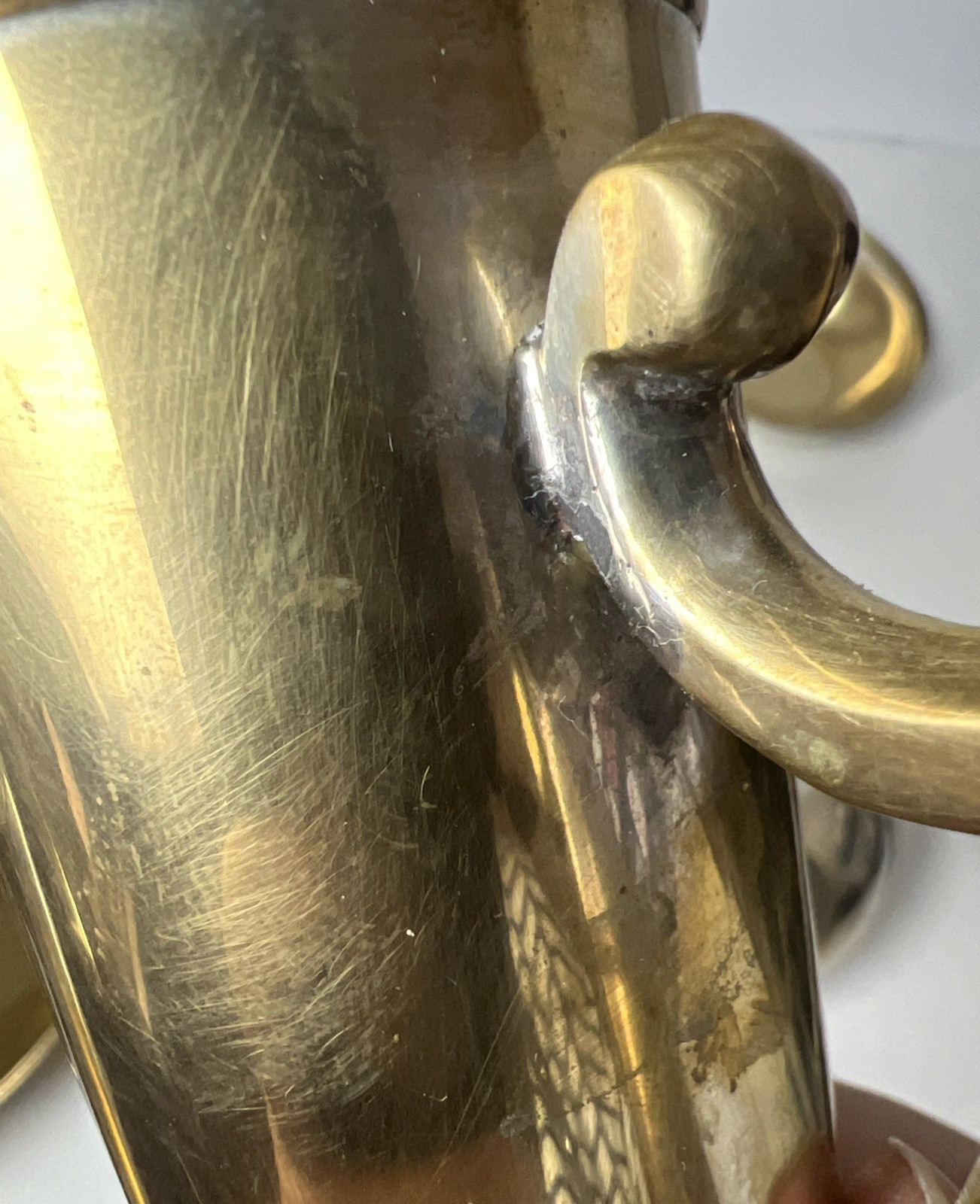 Antique Victorian Epergne Stand Gilt Silverplate Nickel 3 Hanging Bowls 11.5"