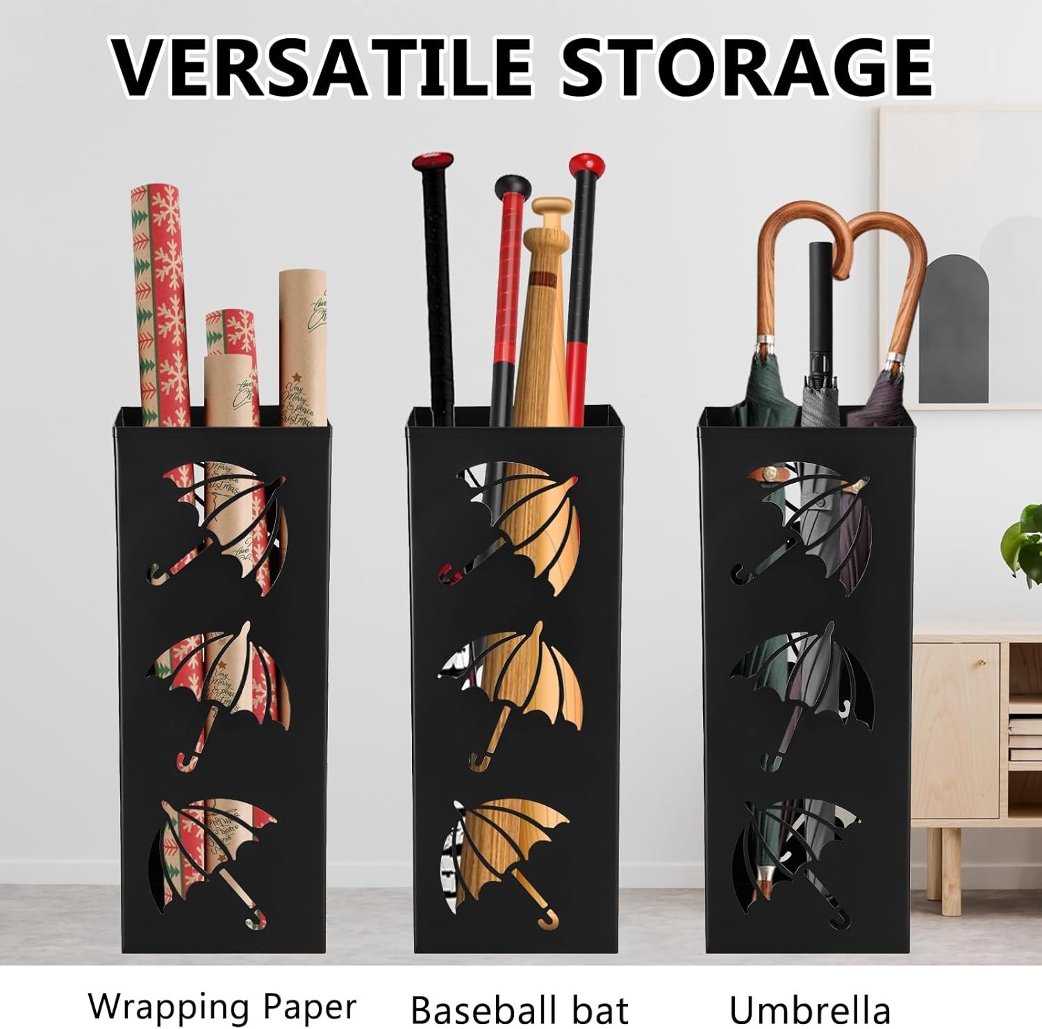 Metal Umbrella Holder Square Umbrella Stand Rack for Entryway Freestanding Rain