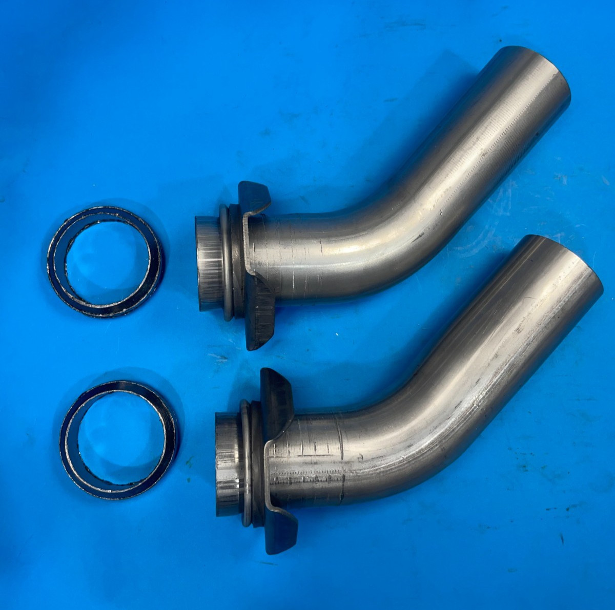 8"Chevrolet V8 2"OD 3 Bolt 45 Exhaust Manifold Down Pipe Stubs w/Donut Gasket