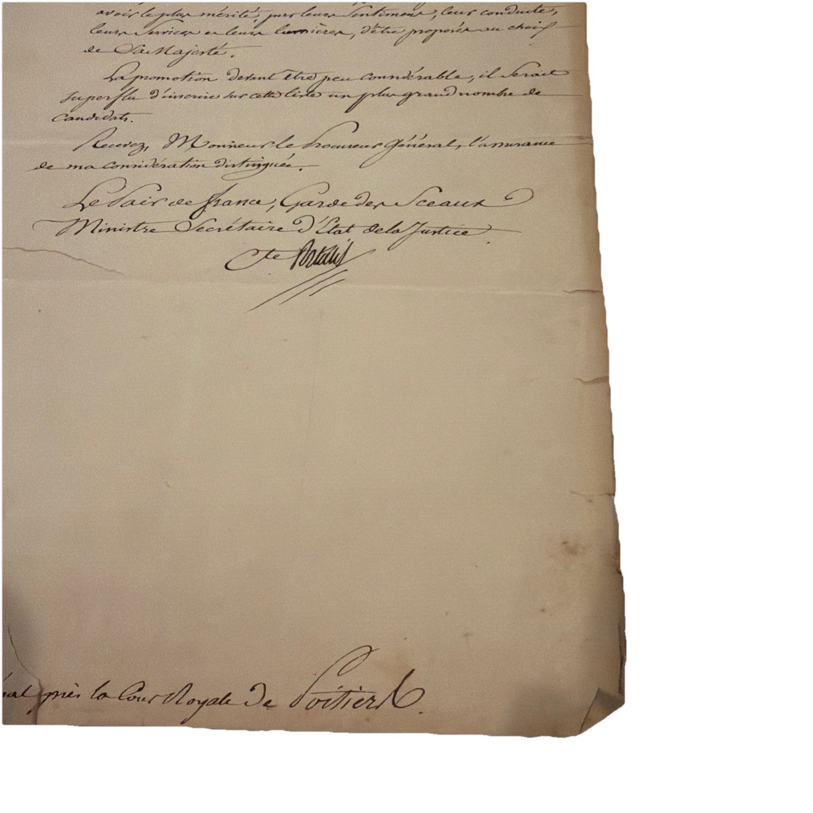 1828 Signed French Document Minister of Justice Portalis Legion of Honor History