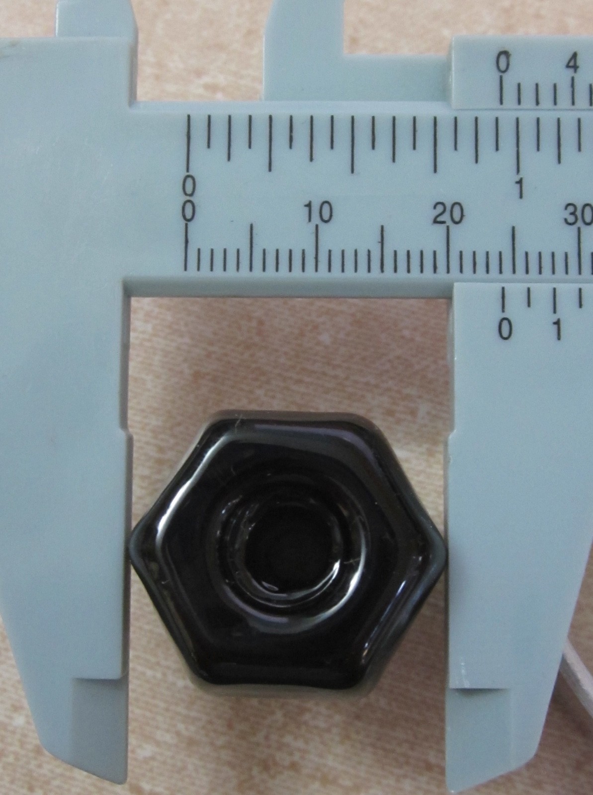 Set 12 NEW Small 1” BLACK Hexagonal GLASS Cabinet KNOBS w/ Nickel Bolts