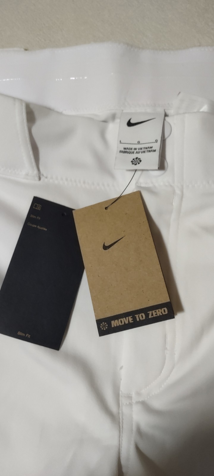 NEW Nike Men's (L) Vapor Select Slim Fit Baseball Pants White Large