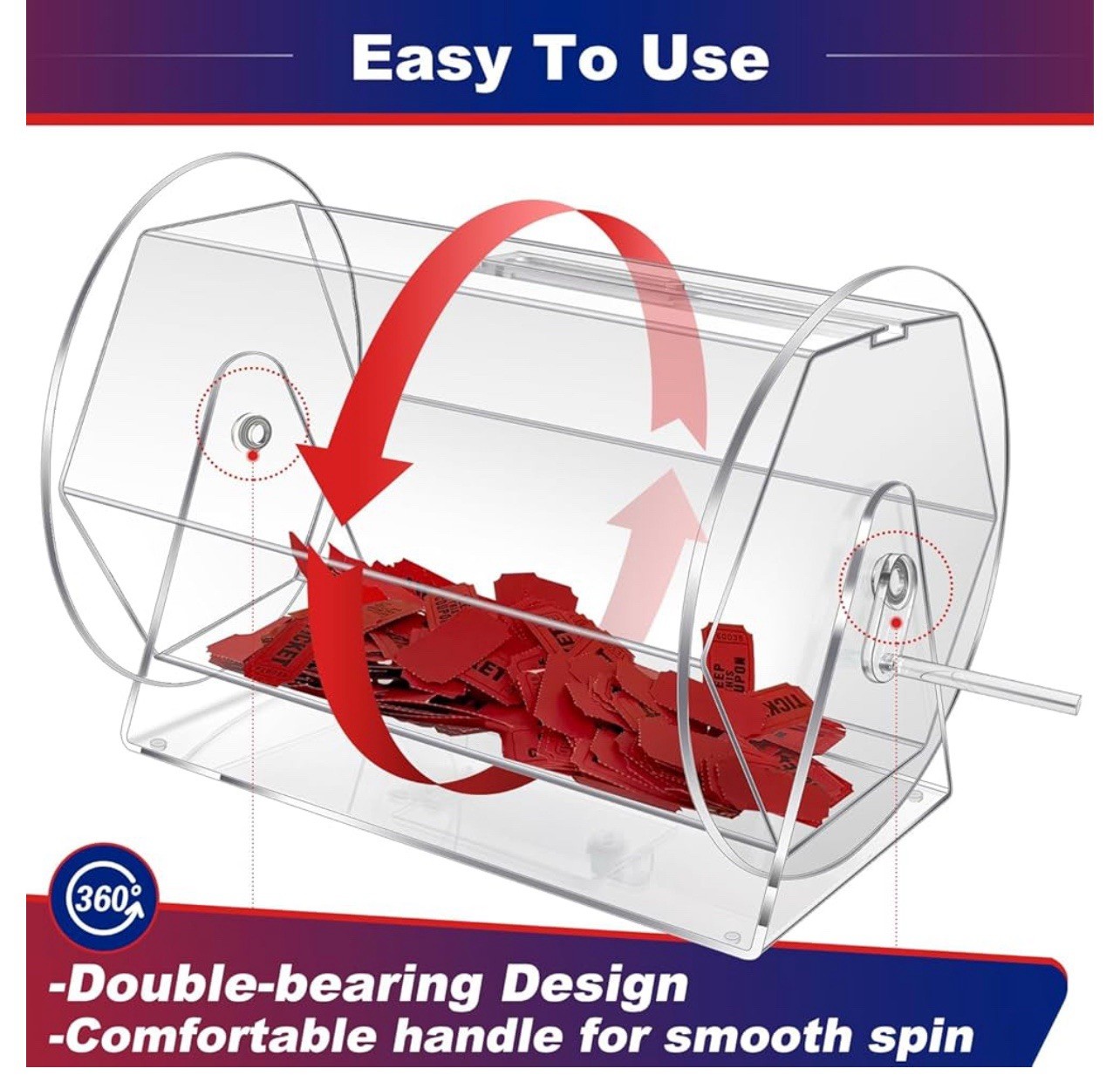 Raffle Drum Ticket Spinner Clear Acrylic Transparent Portable Lightweight New