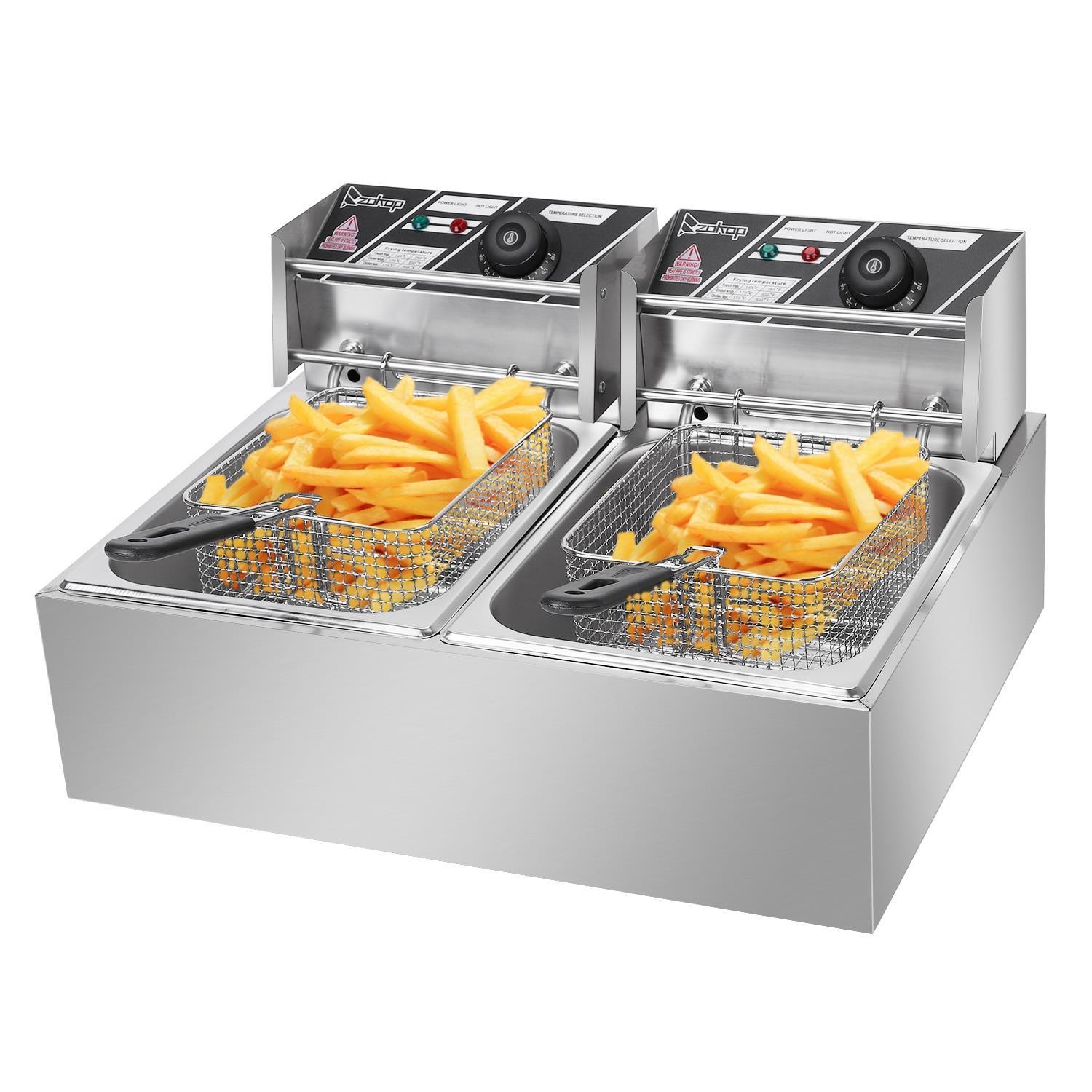 ZOKOP 5000W Electric Deep Fryer 12L Dual Fry Machine Commercial Restaurant