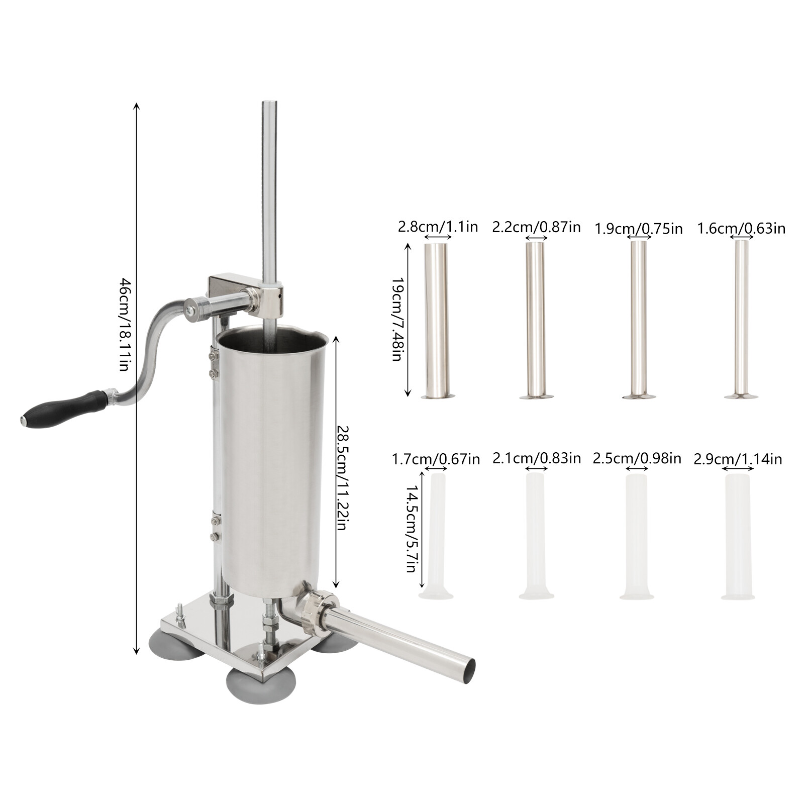 Homemade 8lbs 3.5L Vertical Sausage Stuffer Meat Filler Maker With 8pcs Tubes US