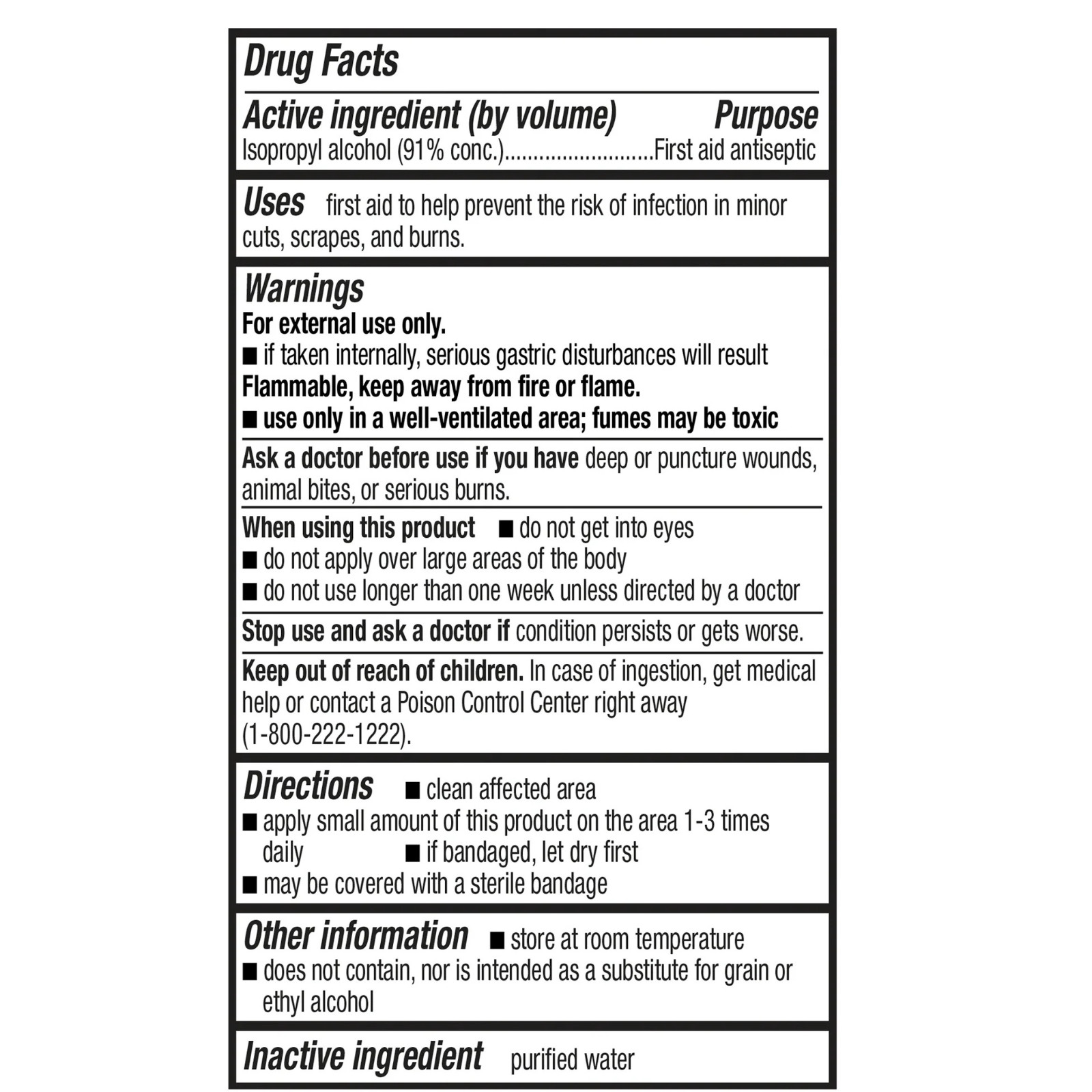 Isopropyl Alcohol 91% Liquid Antiseptic 16 fl oz