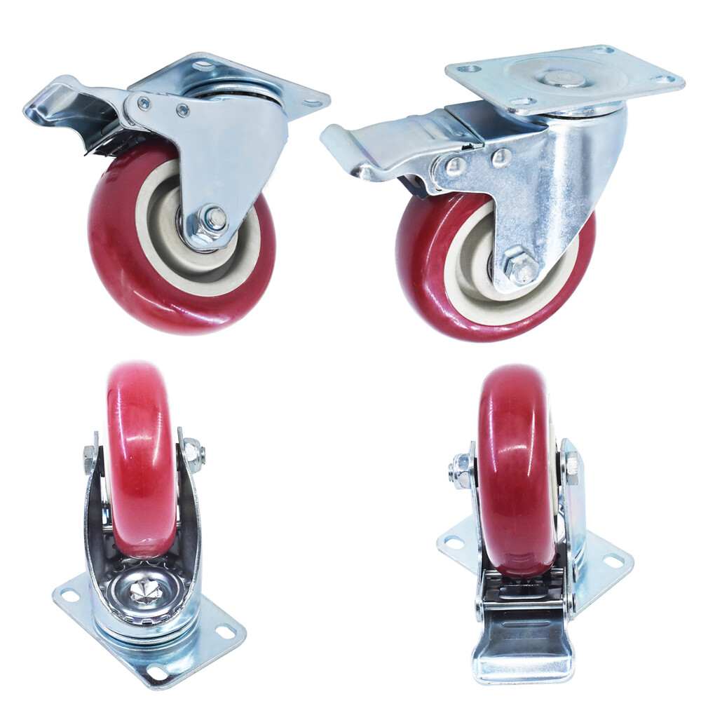 4 Piece 4 Inch Heavy Duty Caster Set Wheels Fits For All Swivel & Brake Casters