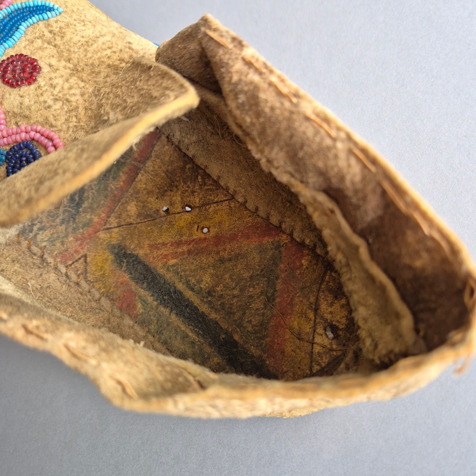 Antique SINGLE Cree/Ojibwe Buffalo Hide Moccasin, 1870s, ex-Gen. Charles F. ROE