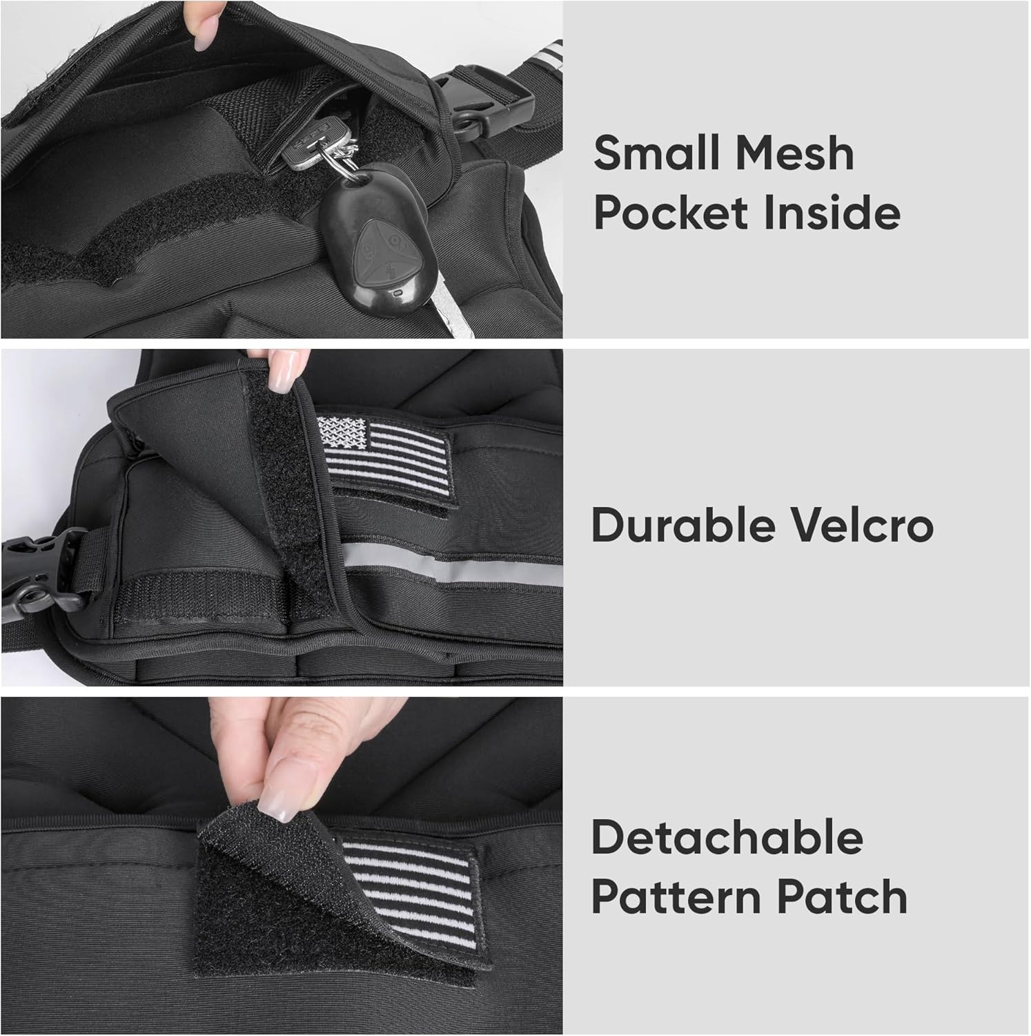 Adjustable Weighted Vest, 4-10lb Vest with 6 Ironsand Weights and Large Pocket,