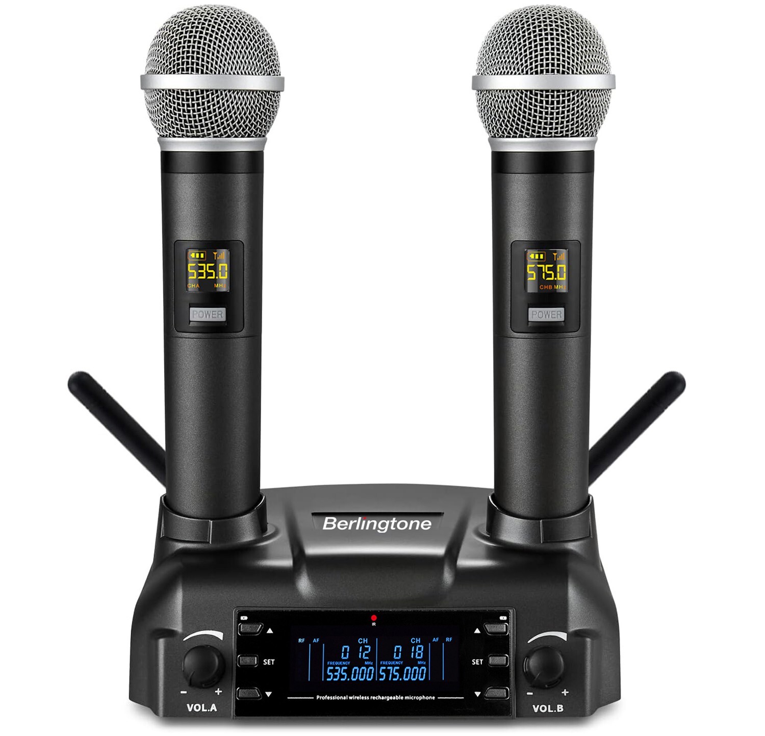 Berlingtone BR-60UM Wireless Microphone System Dual Wireless Mics, rechargeable