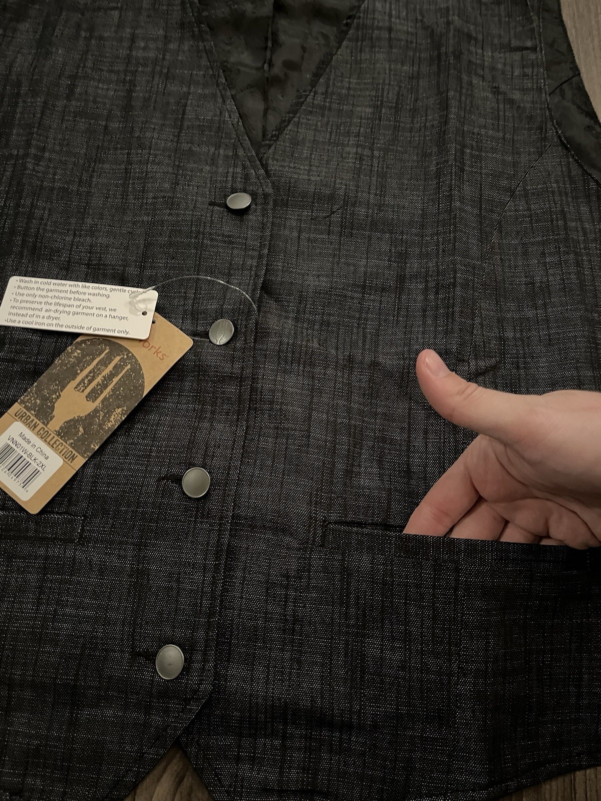 Chef Works Urban Collection Fairfax Vest Black Gray Button Front 2XL NWT