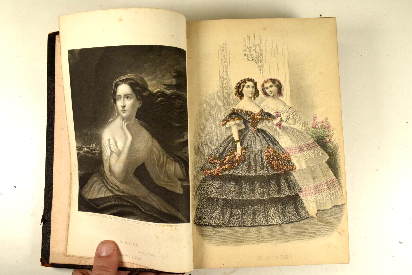 1859 Bound Peterson's Magazine Full Year w/ Hand Colored Engravings Sheet Music