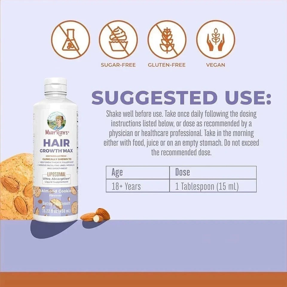 New Mary Ruth’s Women’s Hair Growth MAX Lipsomal With Lustriva