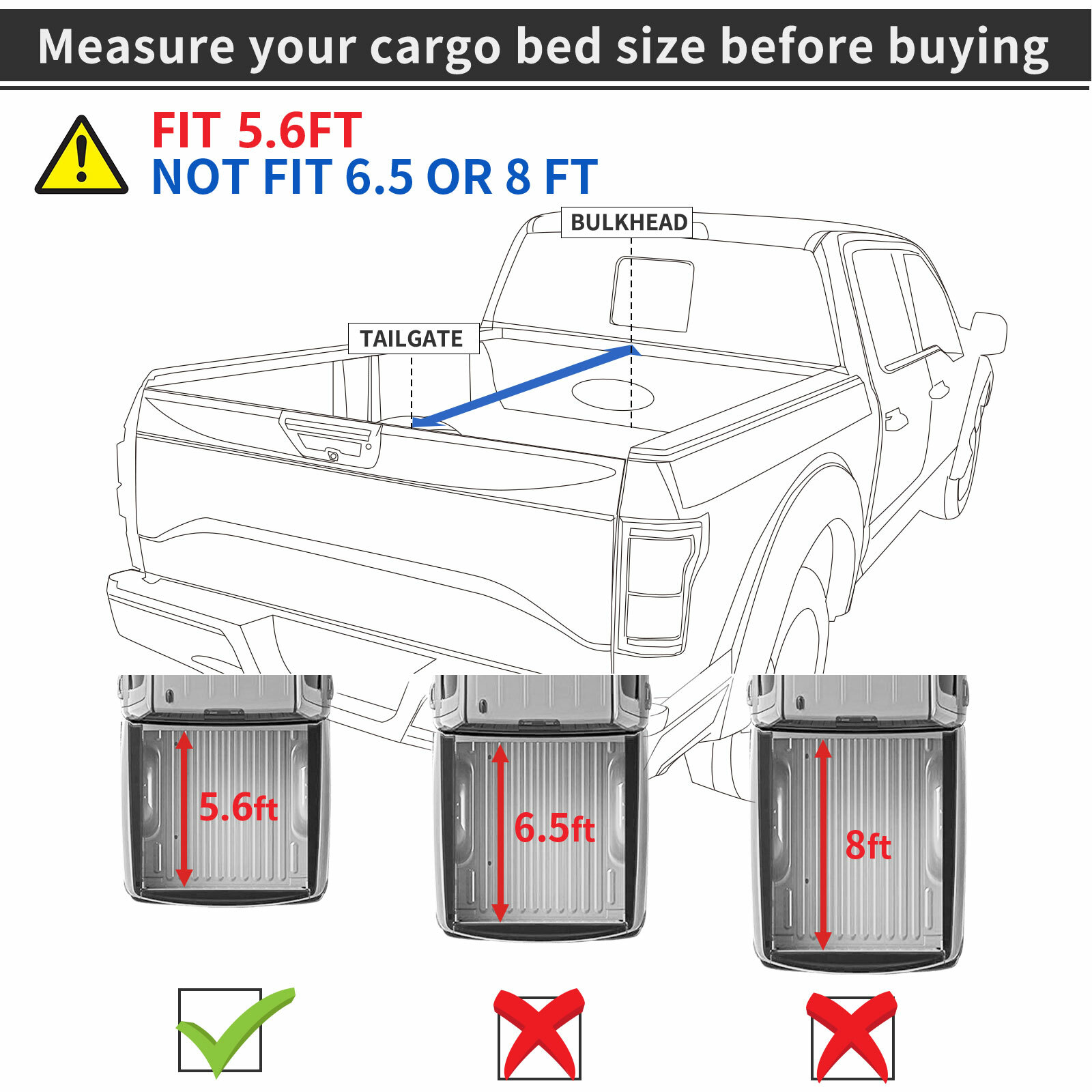 OEDRO 5.6Ft/5.7ft Bed Four-Fold Soft Tonneau Cover For 2009-2022 Dodge Ram 1500