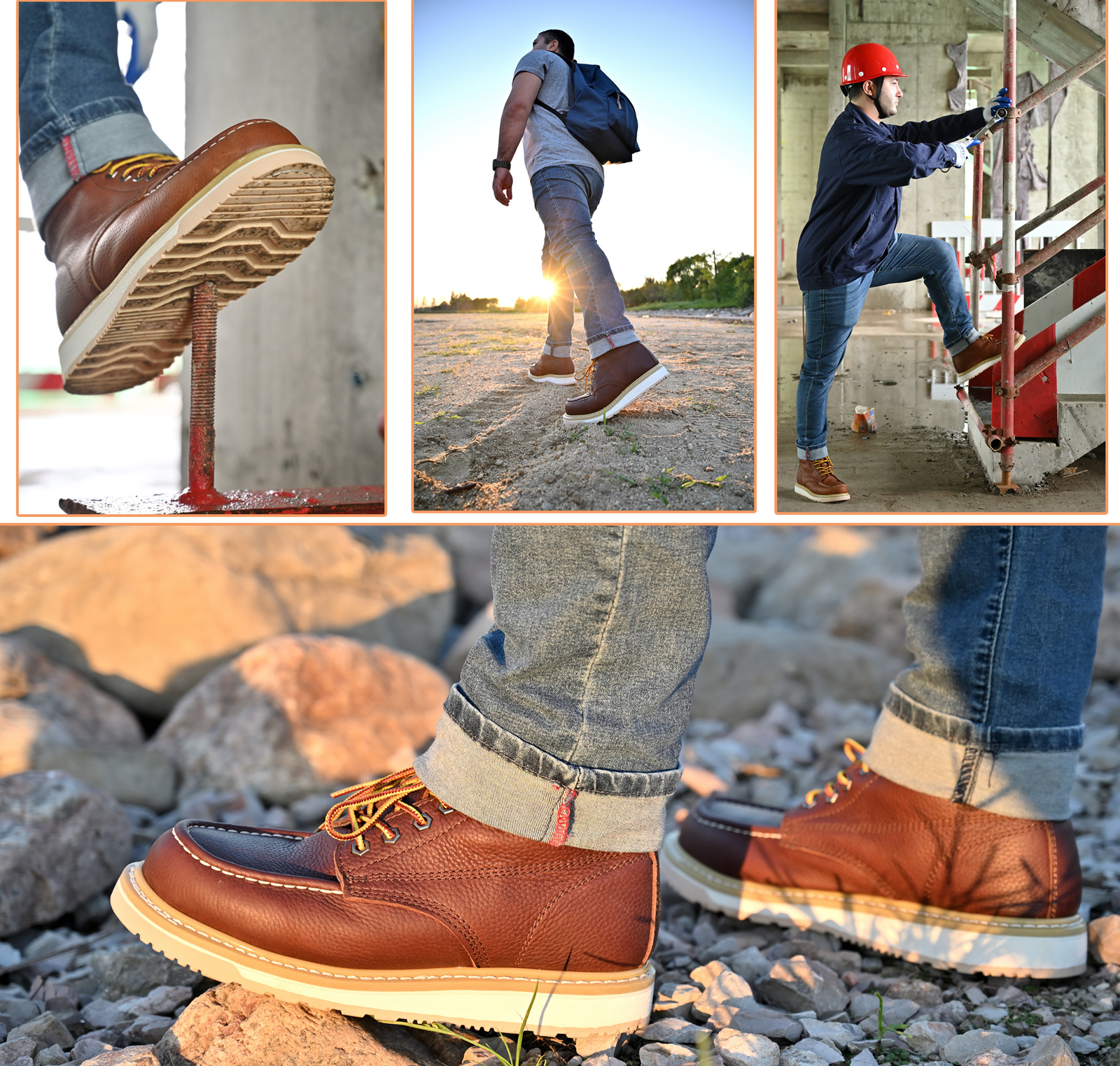 Mens Safety Work Boots 6 inch Soft Toe Wedge Sole Waterproof Shoes