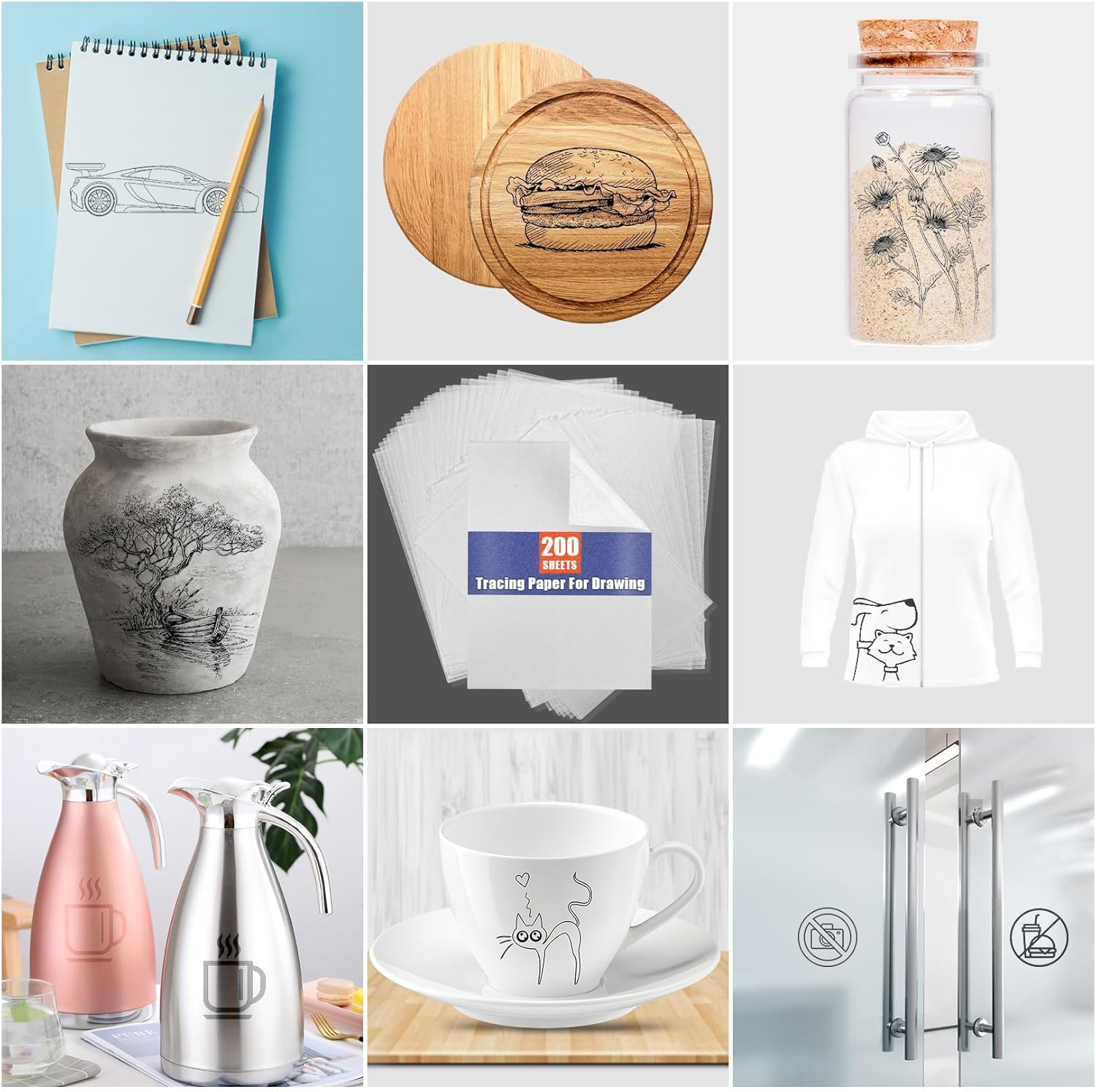 Tracing Paper for Drawing Trace Paper -PSLER 200 Sheets White Translucent Traci