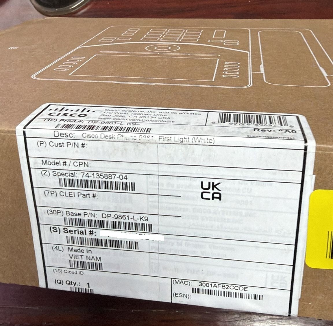 Cisco 9861 IP Phone DP-9861-L-K9 Secure VoIP Desk Phone - Brand - NEW