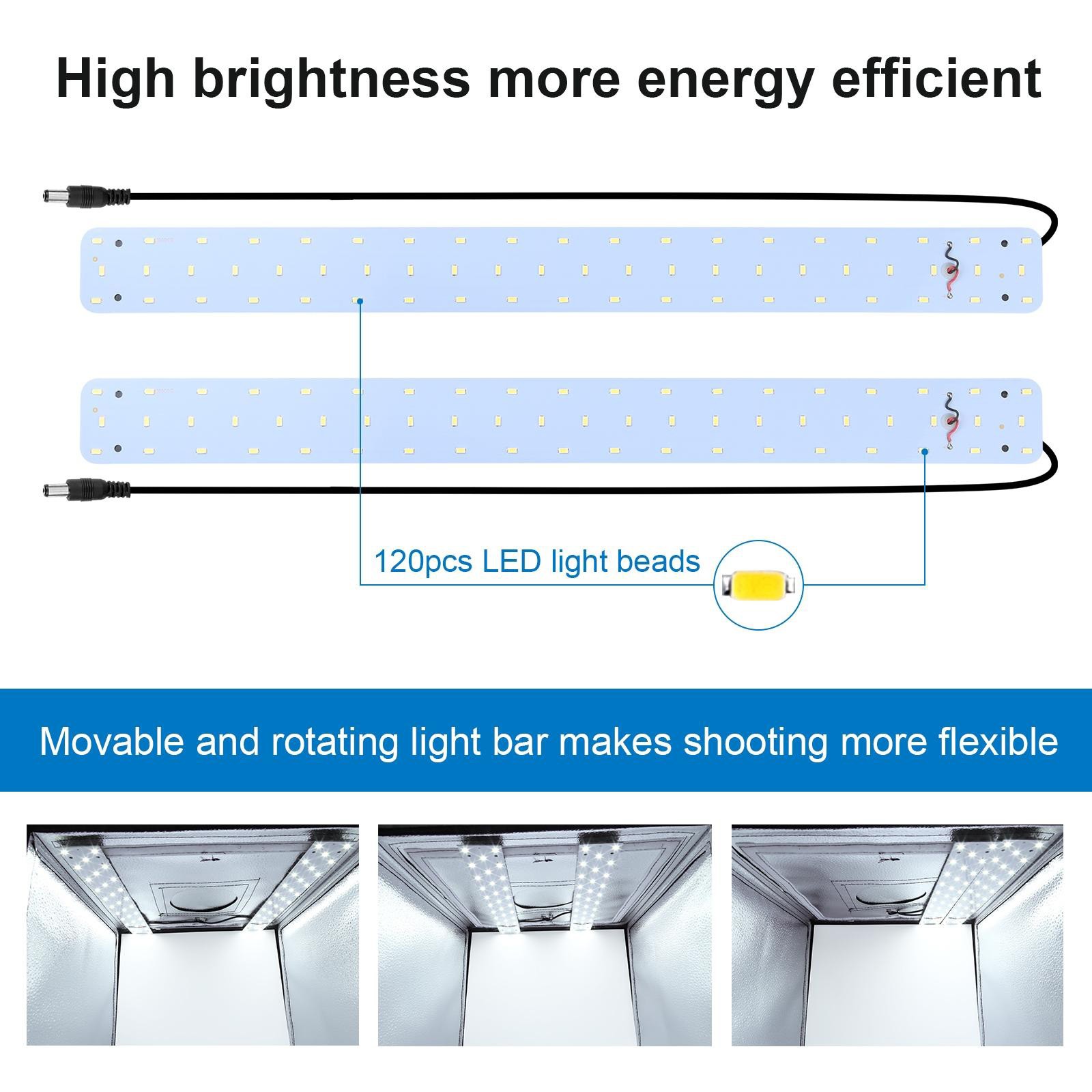 24" Large LED Light Box Photo Tent Dimmable Photography Studio Shooting Portable