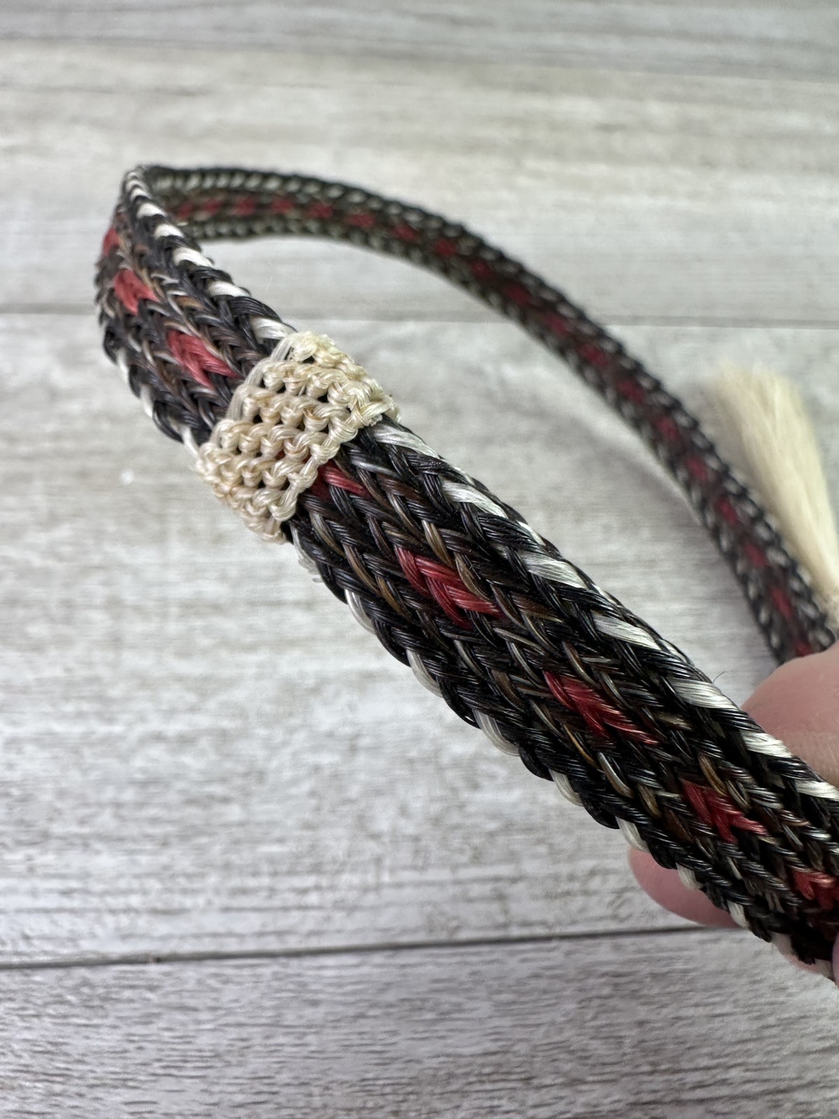 Braided Horsehair Hat Band Western Tack Black Red White Tassel Adjustable