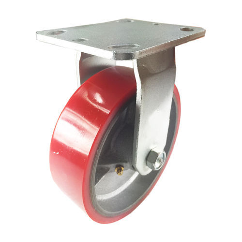 4 Heavy Duty Caster Set 4" 5" 6" Polyurethane on Cast Iron Wheels No Mark Red