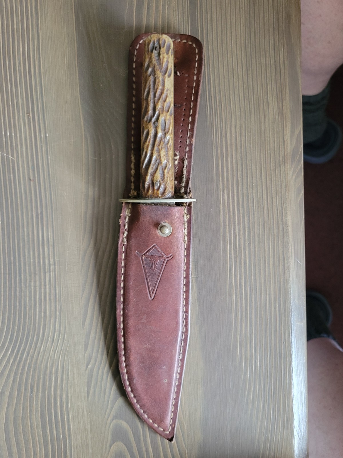 Krane Brand M. Klaas England knife with sheath, used vintage item