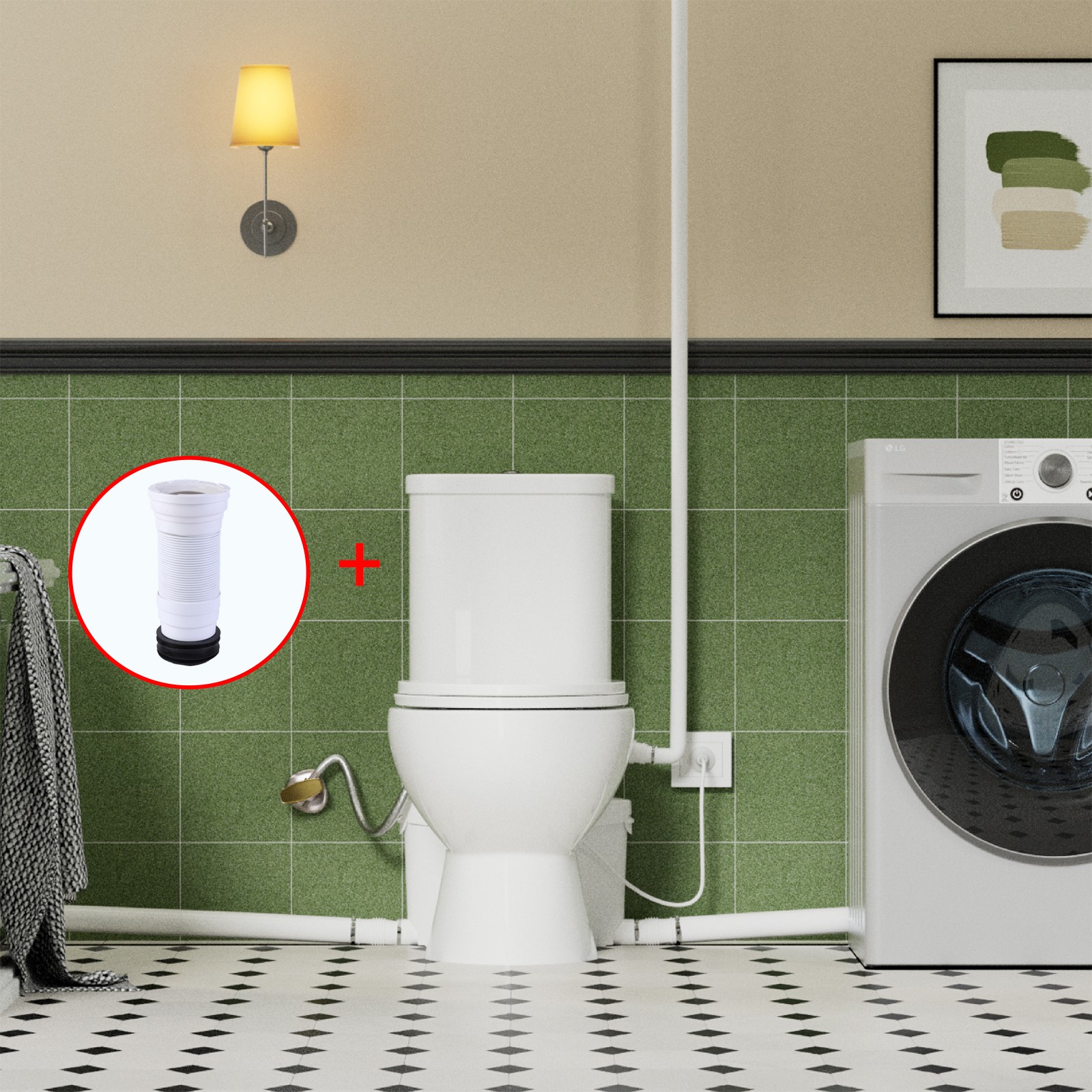 750W Upflush Macerating Toilet System Dual Flush 1/1.6GPF w/ Pump for Basement