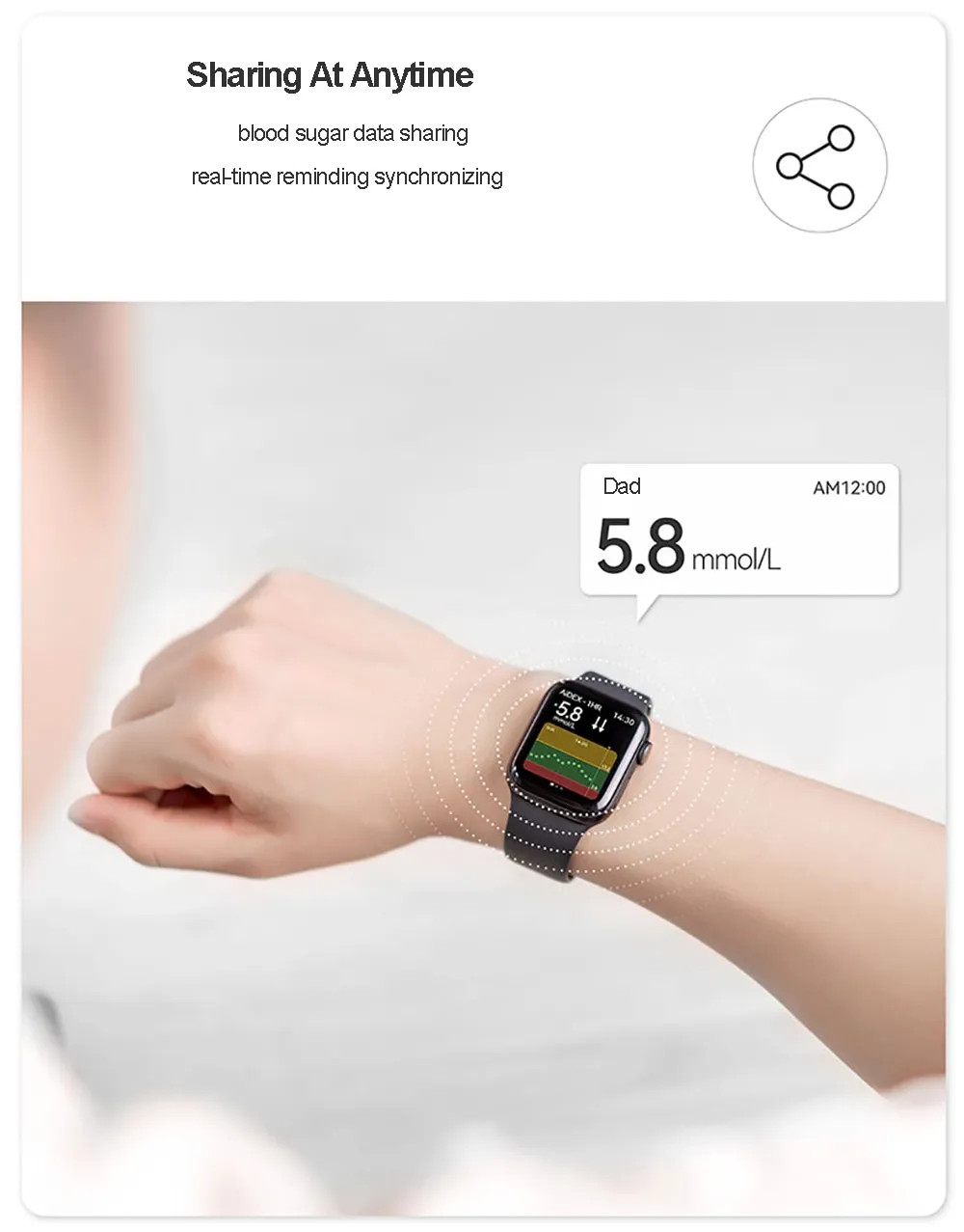 AiDEX 24 Hour Continuous Glucose Monitoring System Home Diabetes Glucose Sensor