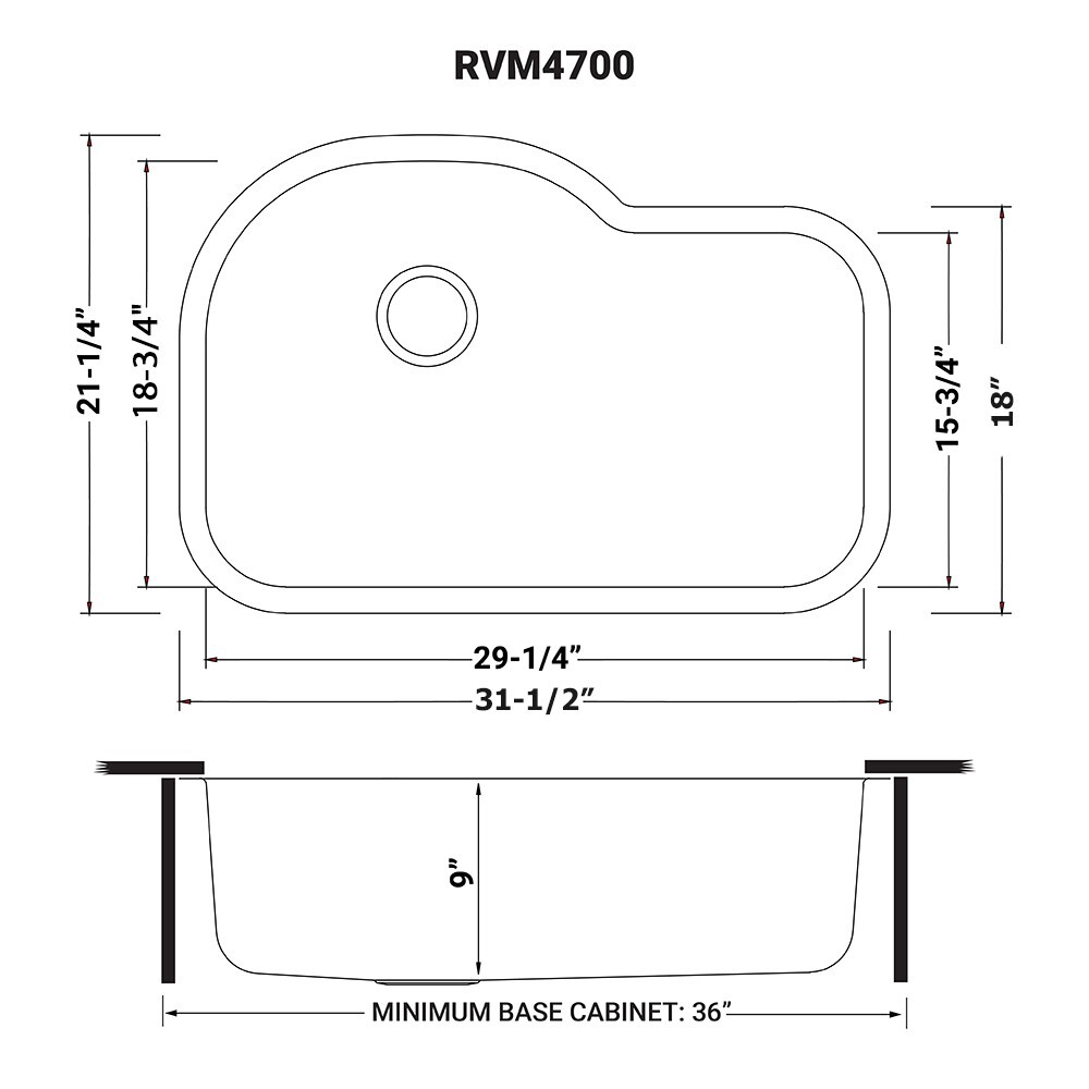 Ruvati 32-inch Undermount 16 Gauge Single Bowl Kitchen Sink- RVM4700