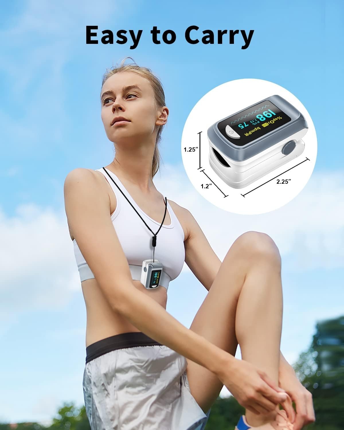 Fingertip Pulse Oximeter Blood Oxygen Saturation Monitor Pulse Ox, Heart Rate...