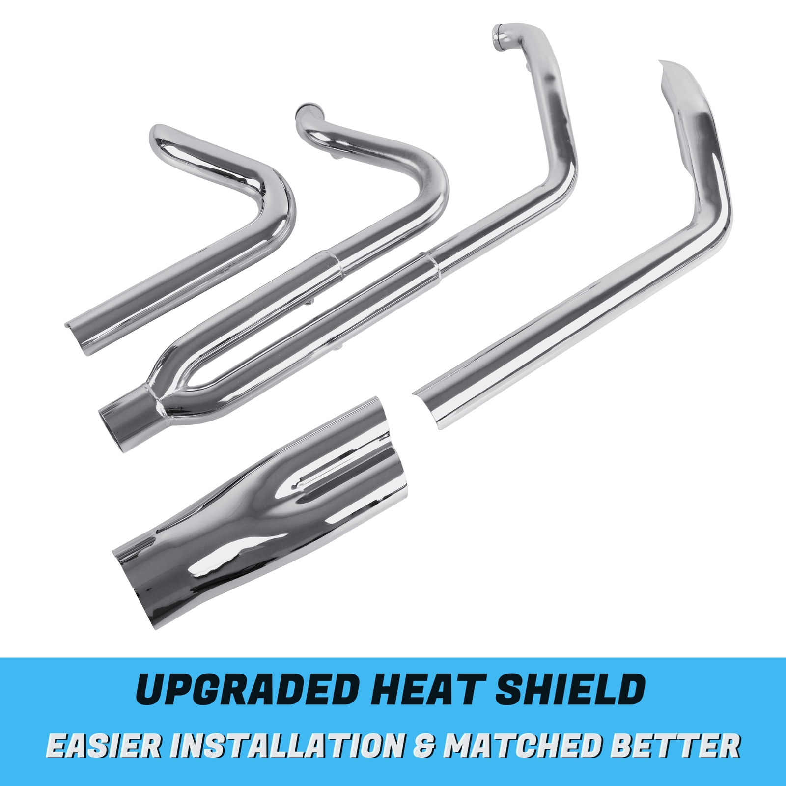 SHARKROAD Chrome 2 into 1 Exhaust Pipe 4" Muffler for Harley Touring 1995-2016