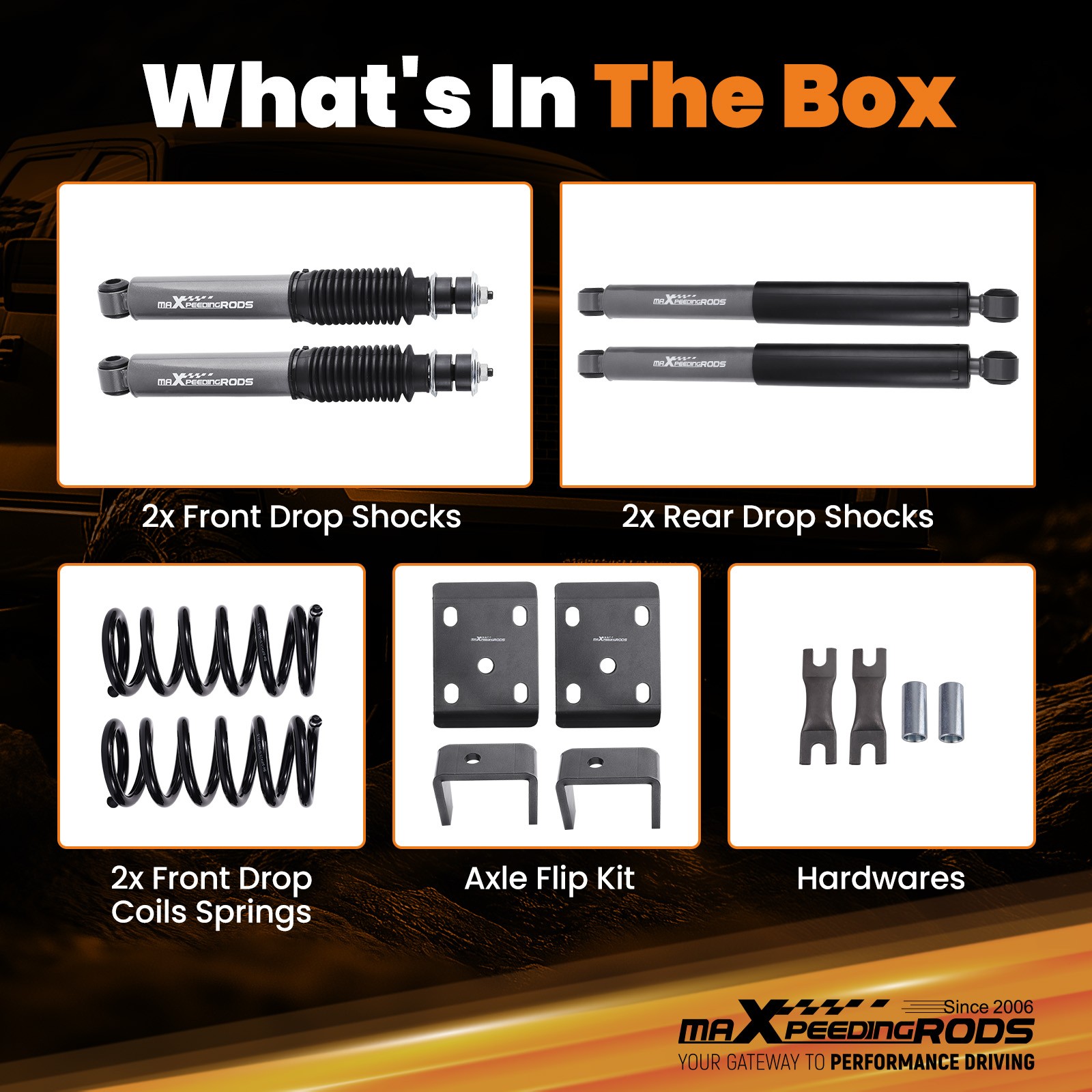 Performance Lowering Kit 3"/5" for Ford Ranger 2WD 1998-2015 with Flip Kit