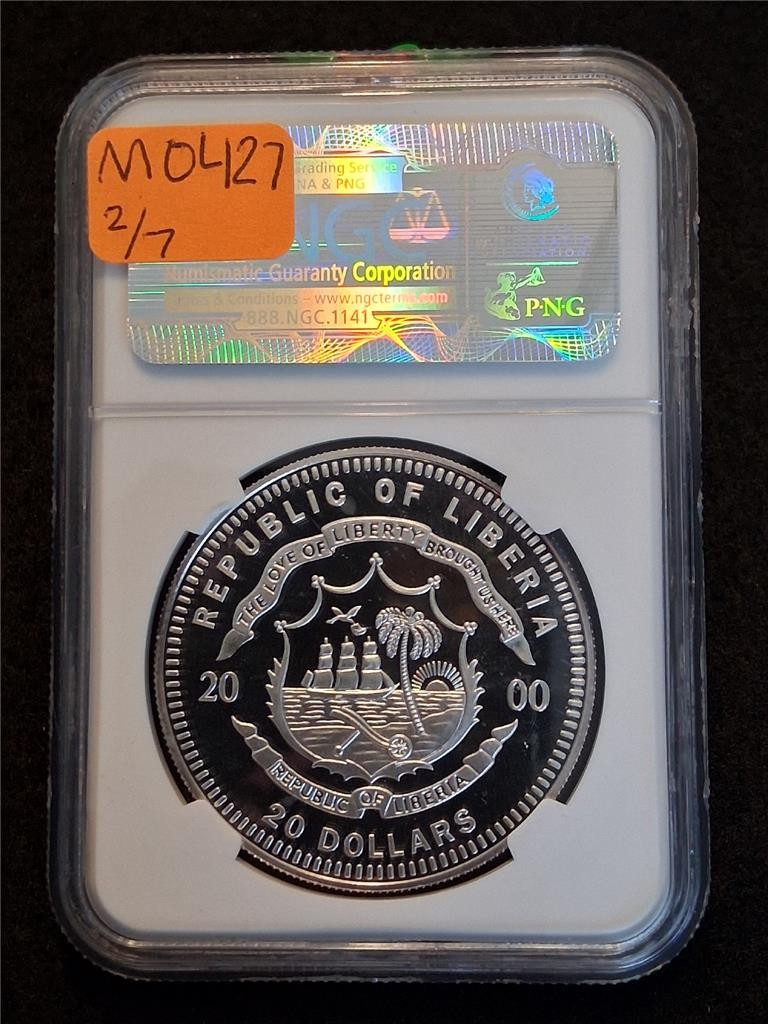 2000 LIBERIA S$20 SILVER NGC PF 69 ULTRA CAMEO GRUMMAN F3F #MF-0427