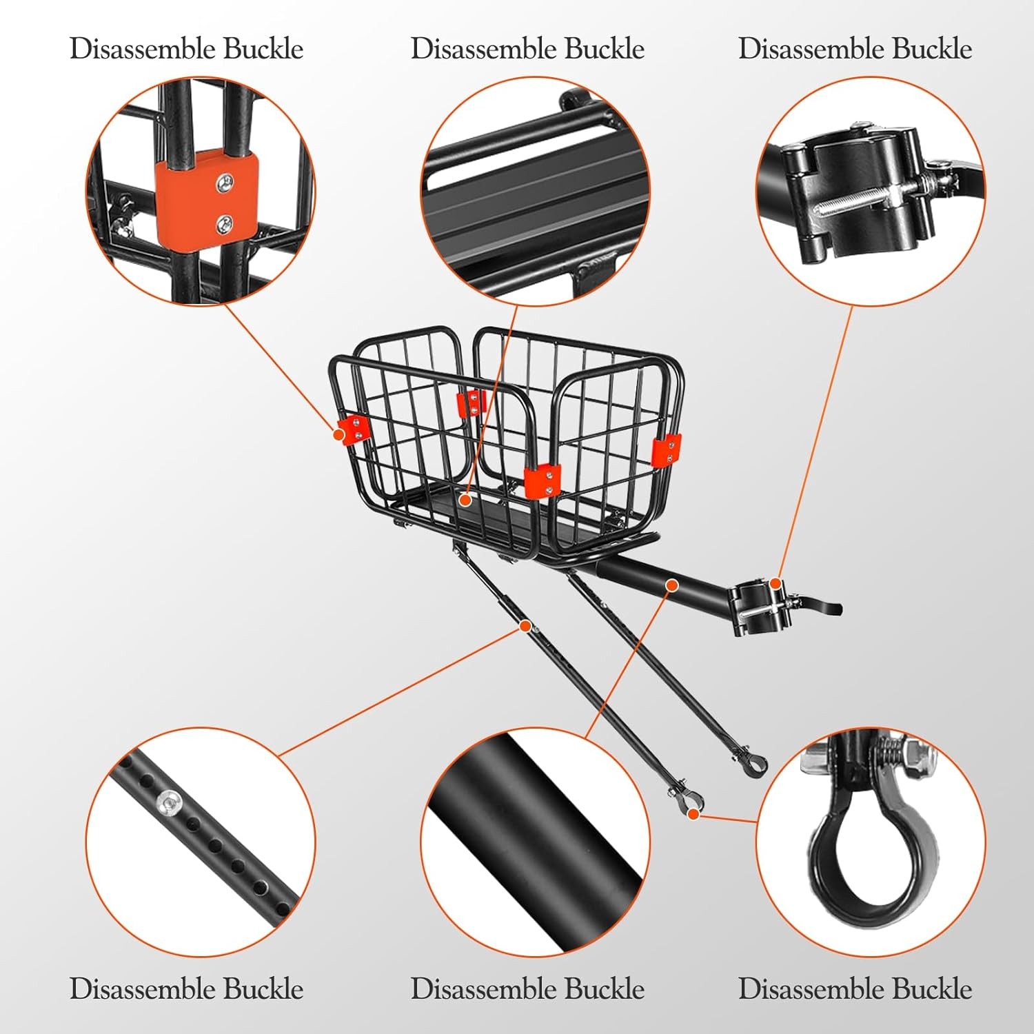 Rear Bike Rack with Basket Aluminum Alloy Adjustable Foldable Basket with Cord