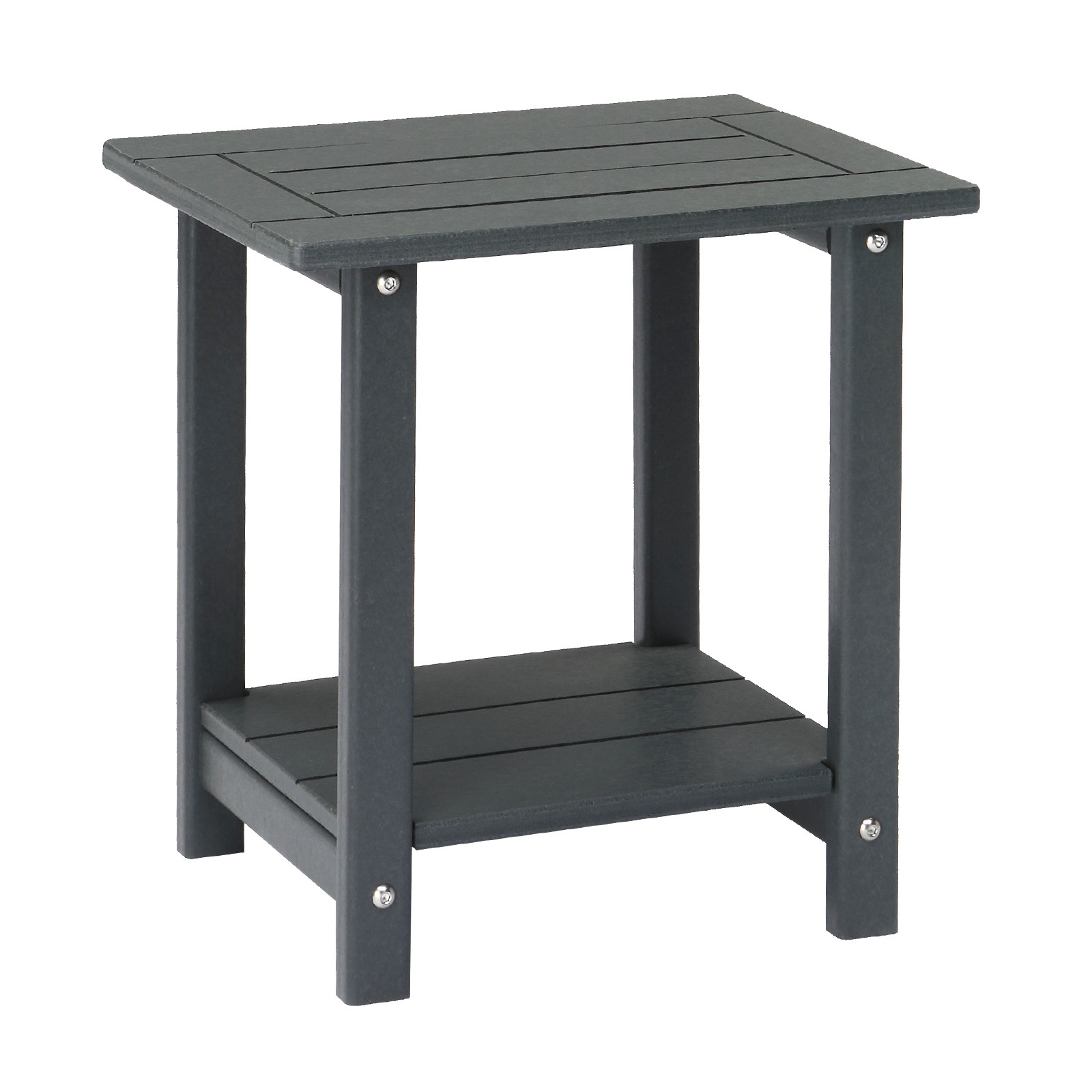 2 Tier Outdoor Side Table Black HDPE Adirondack Table Weather Resistant Square