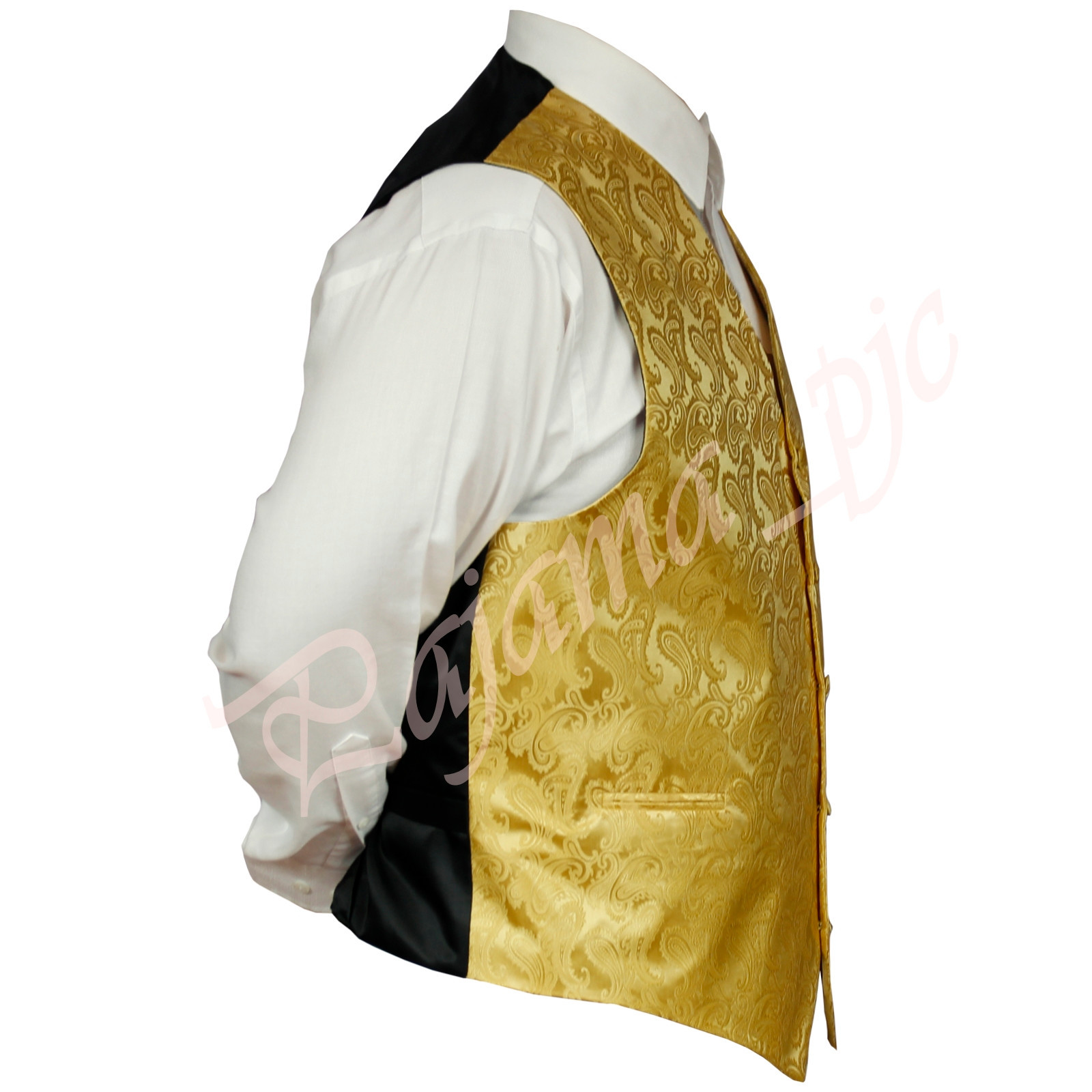 GOLD XS to 6XL Paisley Tuxedo Suit Dress Vest Waistcoat & Bow tie & And Hankie