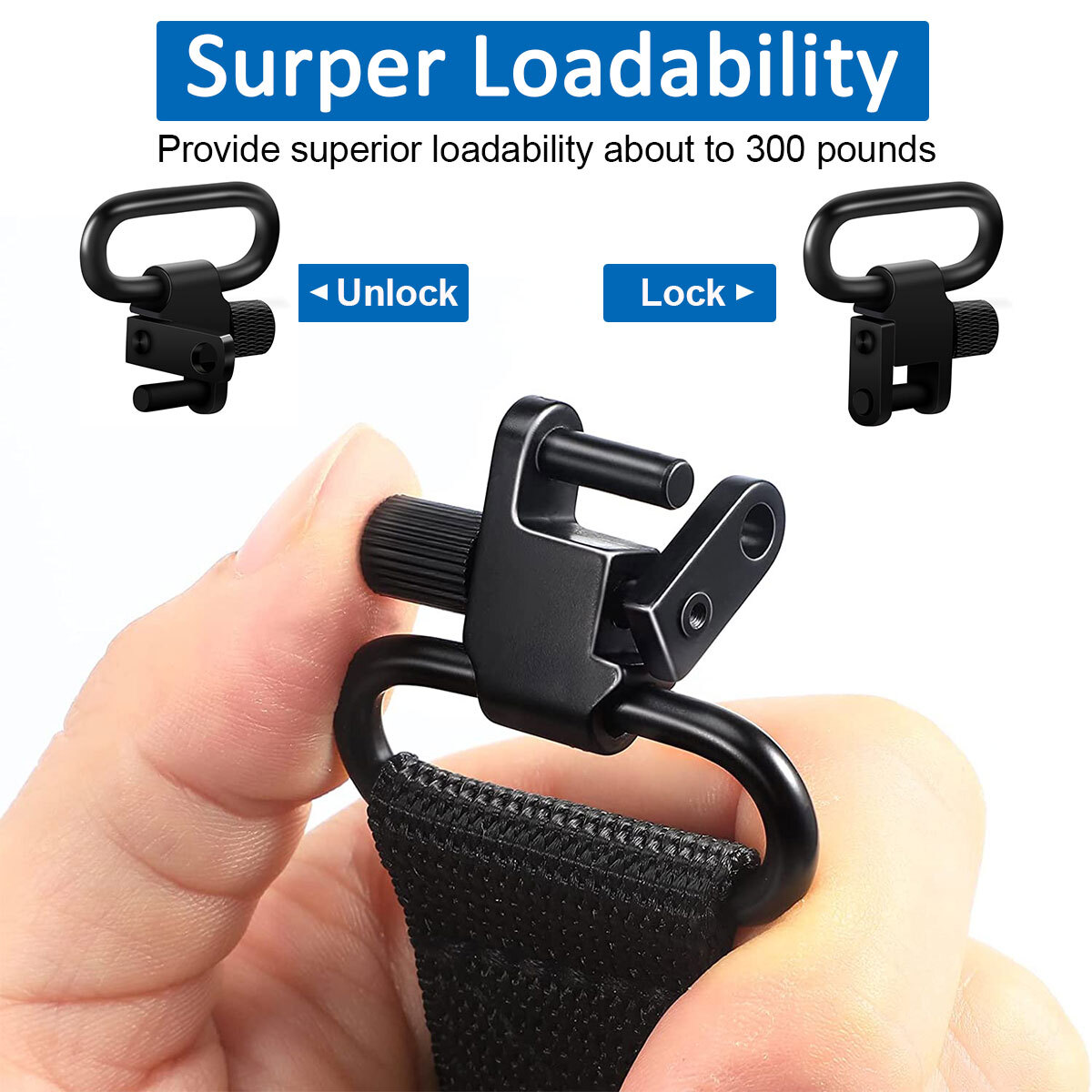 2/4PCS Rifle Gun Sling Swivels Quick Detach Heavy Duty Steel Swivel Set 1"/1.25"