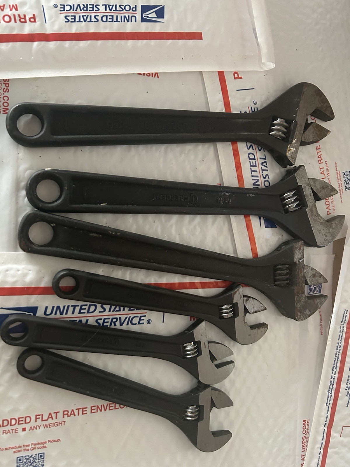 Lot Of 6 Crescent/Paramount Wrenches! 12 And 8 Adjustable Wrenches