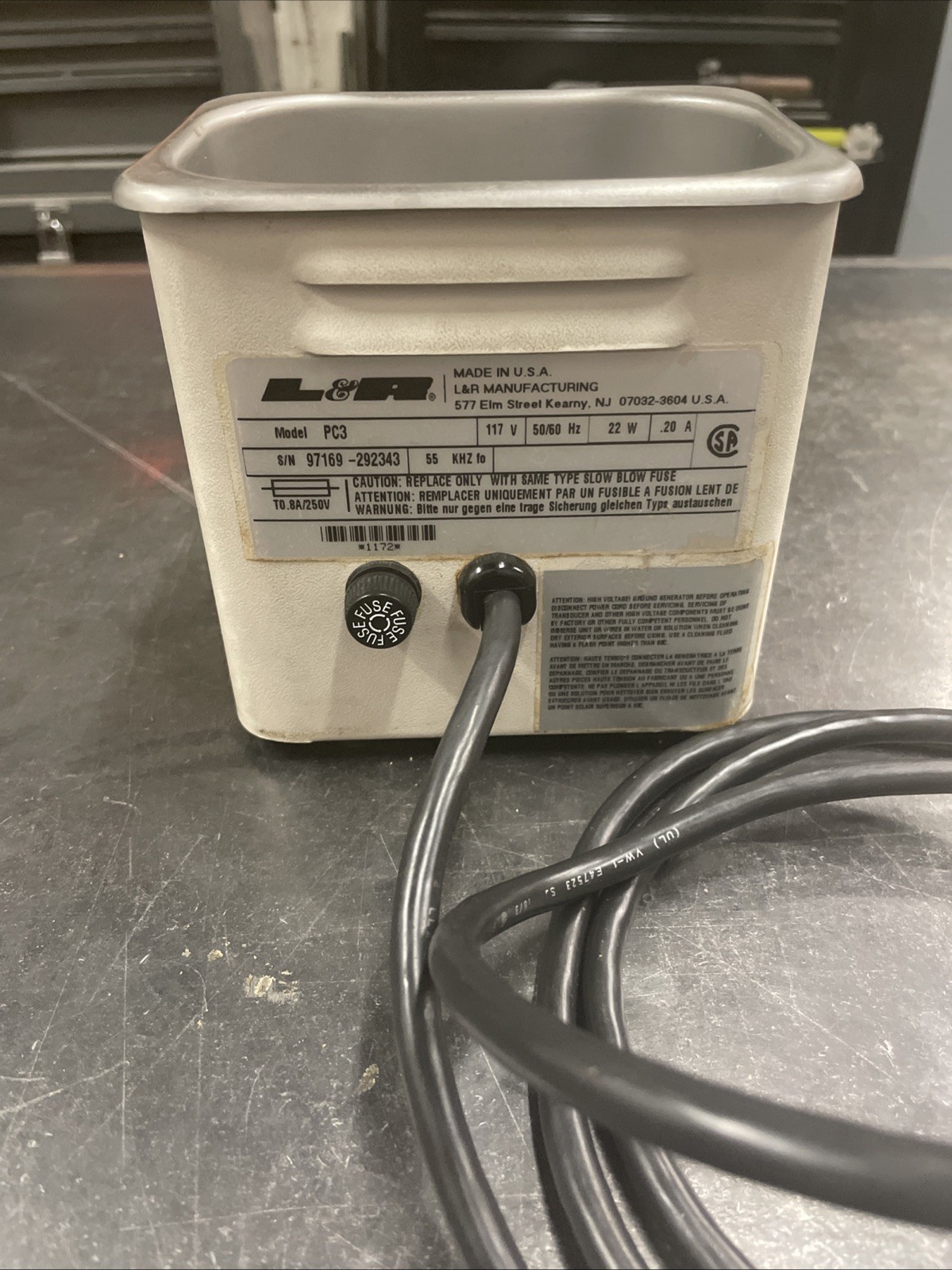 L&R ULTRASONIC CLEANER MODEL PC3 - NO BASKET - MADE IN USA